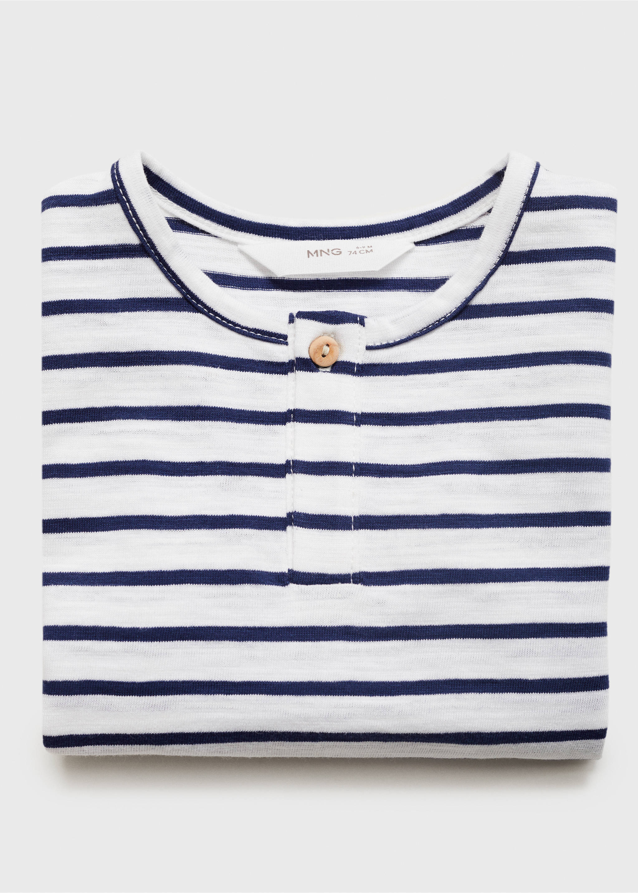 Striped cotton T-shirt - Details of the article 8, Blue. Ref: 17001149-00.