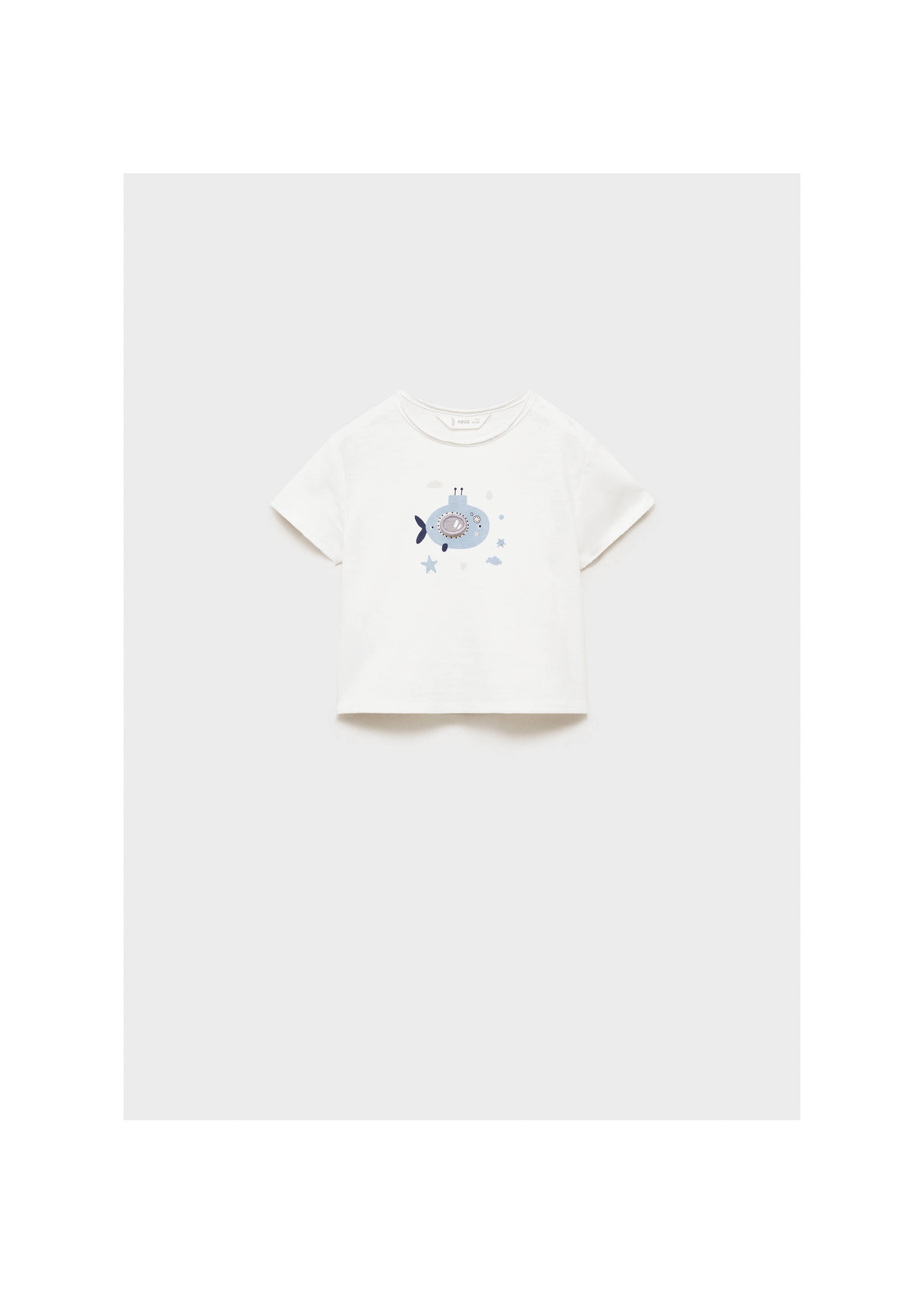 Printed cotton-blend t-shirt - Details of the article 9, Off White. Ref: 17001151-00.