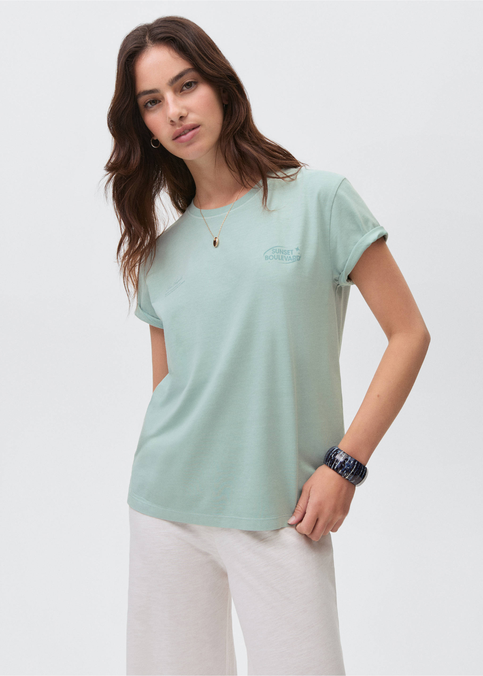 Short-sleeved printed t-shirt - Medium plane, Aqua Green. Ref: 17001154-00.