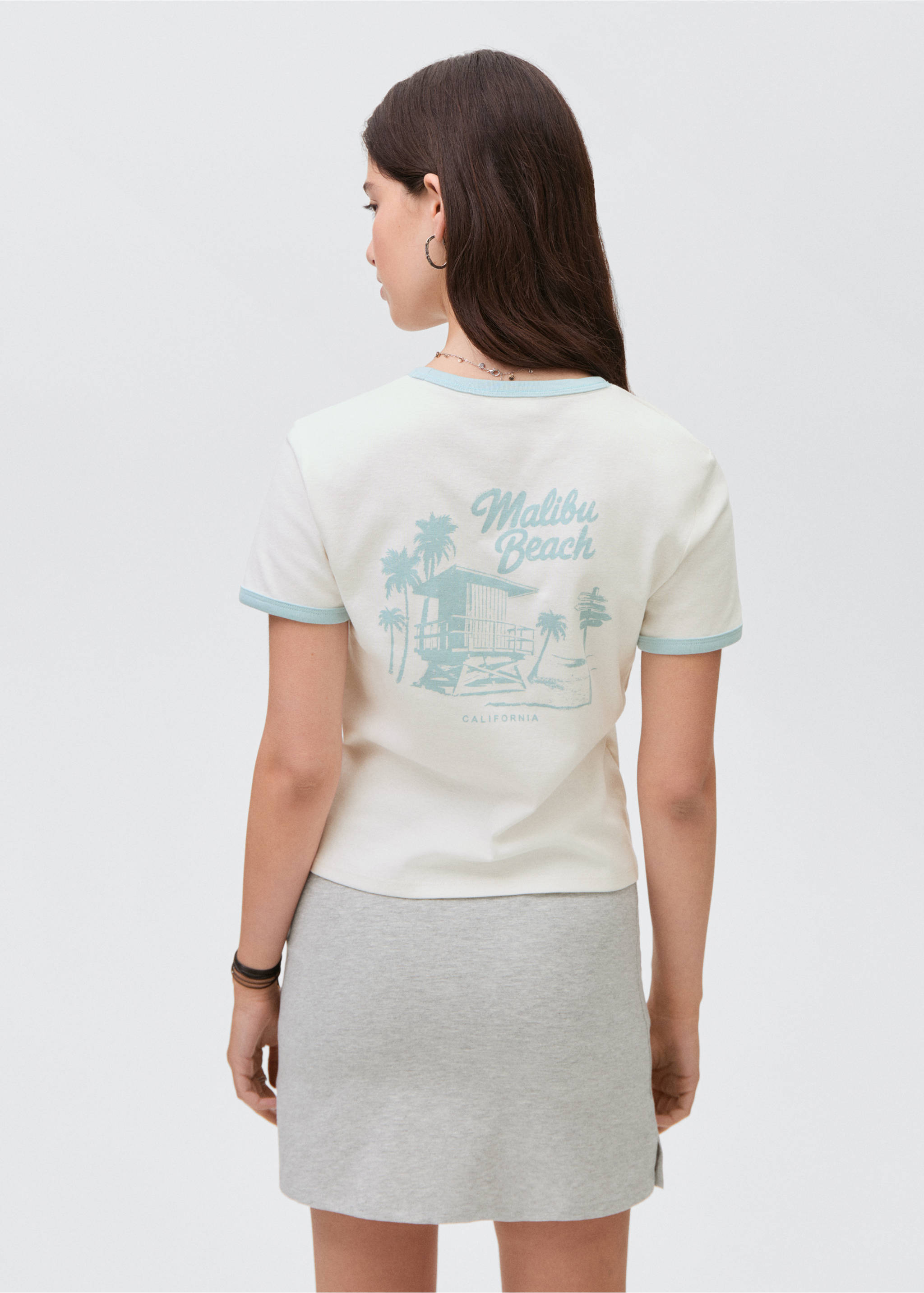 Short-sleeved printed t-shirt - Reverse of the article, Off White. Ref: 17001156-00.
