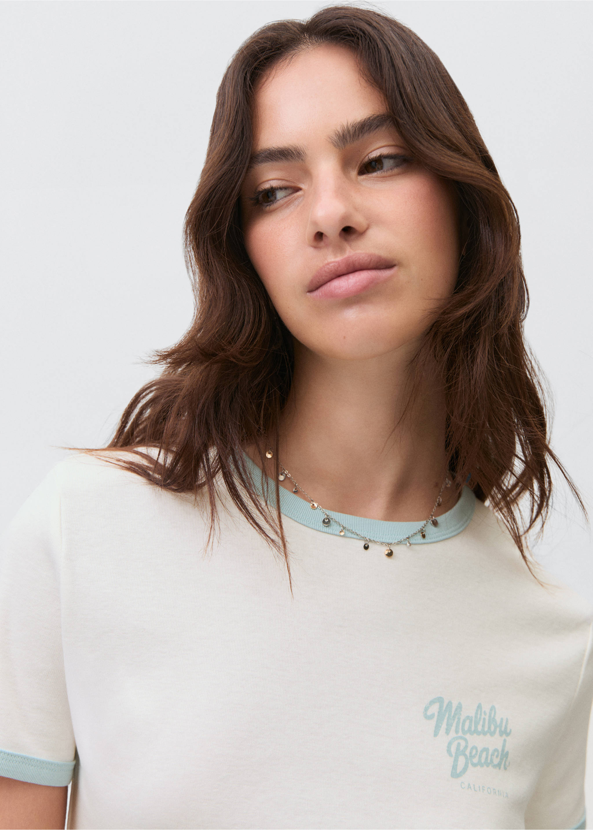 Short-sleeved printed t-shirt - Details of the article 1, Off White. Ref: 17001156-00.