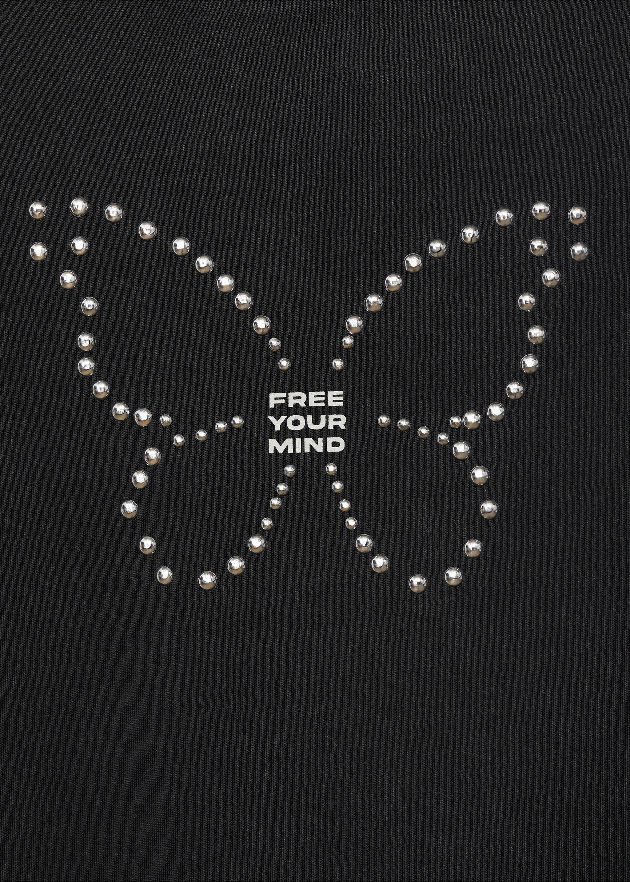 Appliqués butterfly t-shirt - Details of the article 8, Charcoal. Ref: 17001157-00.