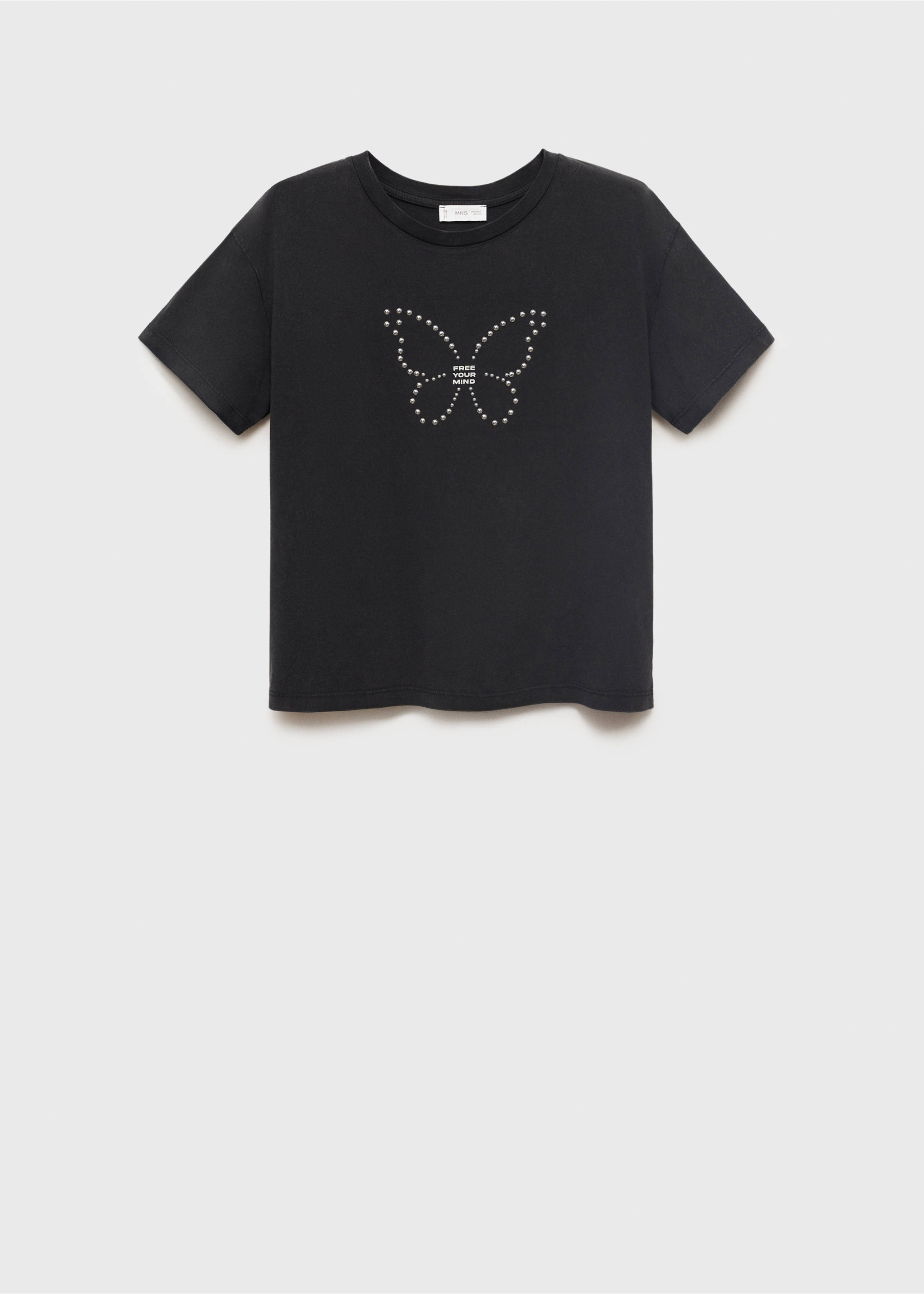 Appliqués butterfly t-shirt - Article without model, Charcoal. Ref: 17001157-00.
