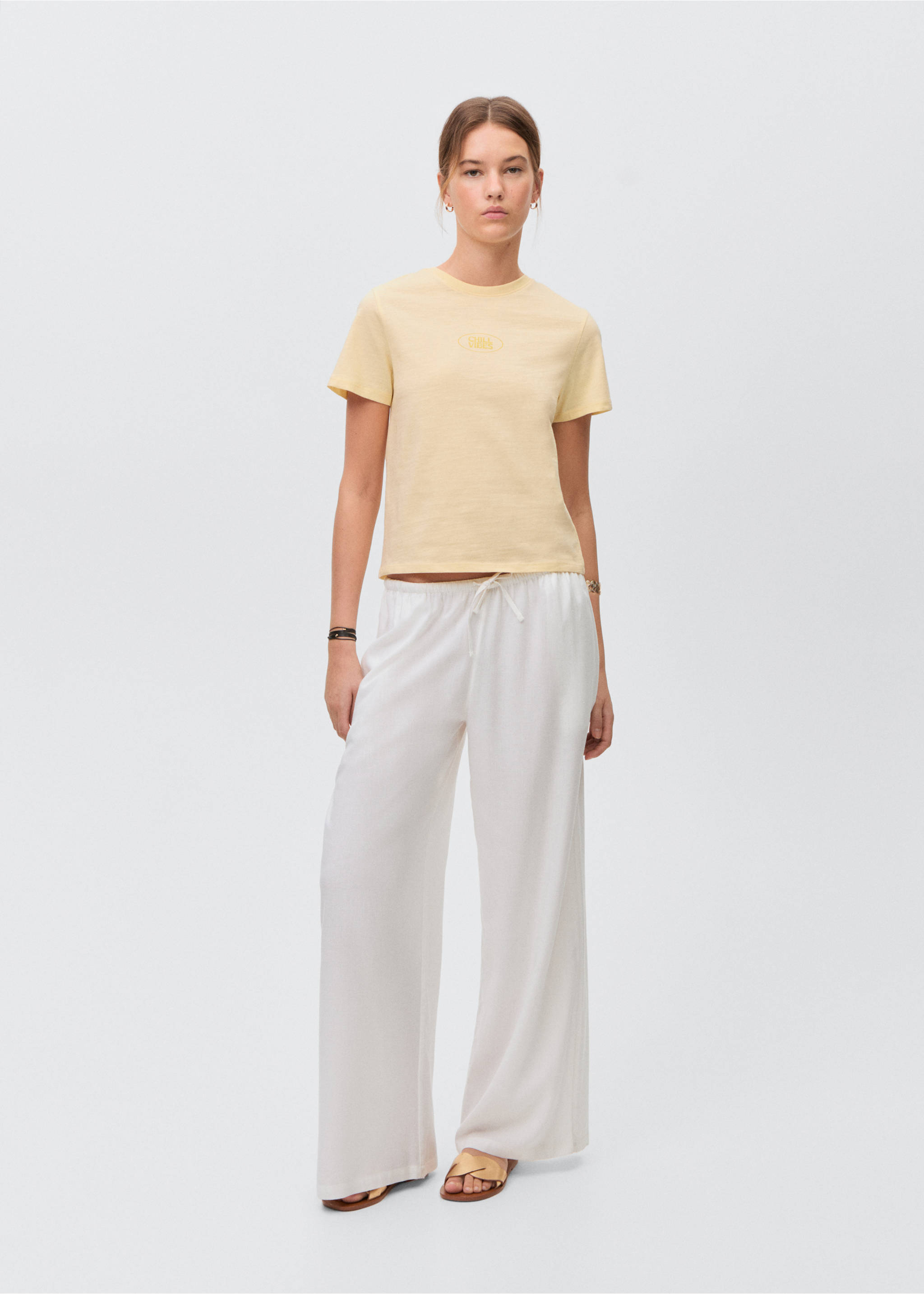 Printed cotton-blend T-shirt - General plane, Pastel Yellow. Ref: 17001158-00.