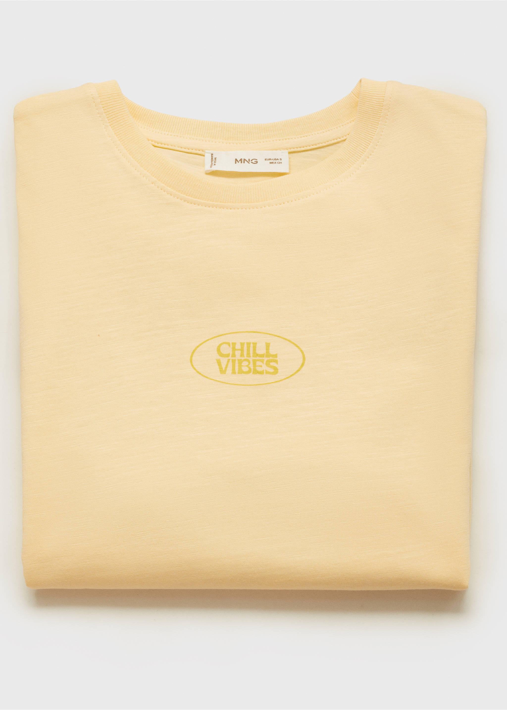 Printed cotton-blend T-shirt - Details of the article 8, Pastel Yellow. Ref: 17001158-00.