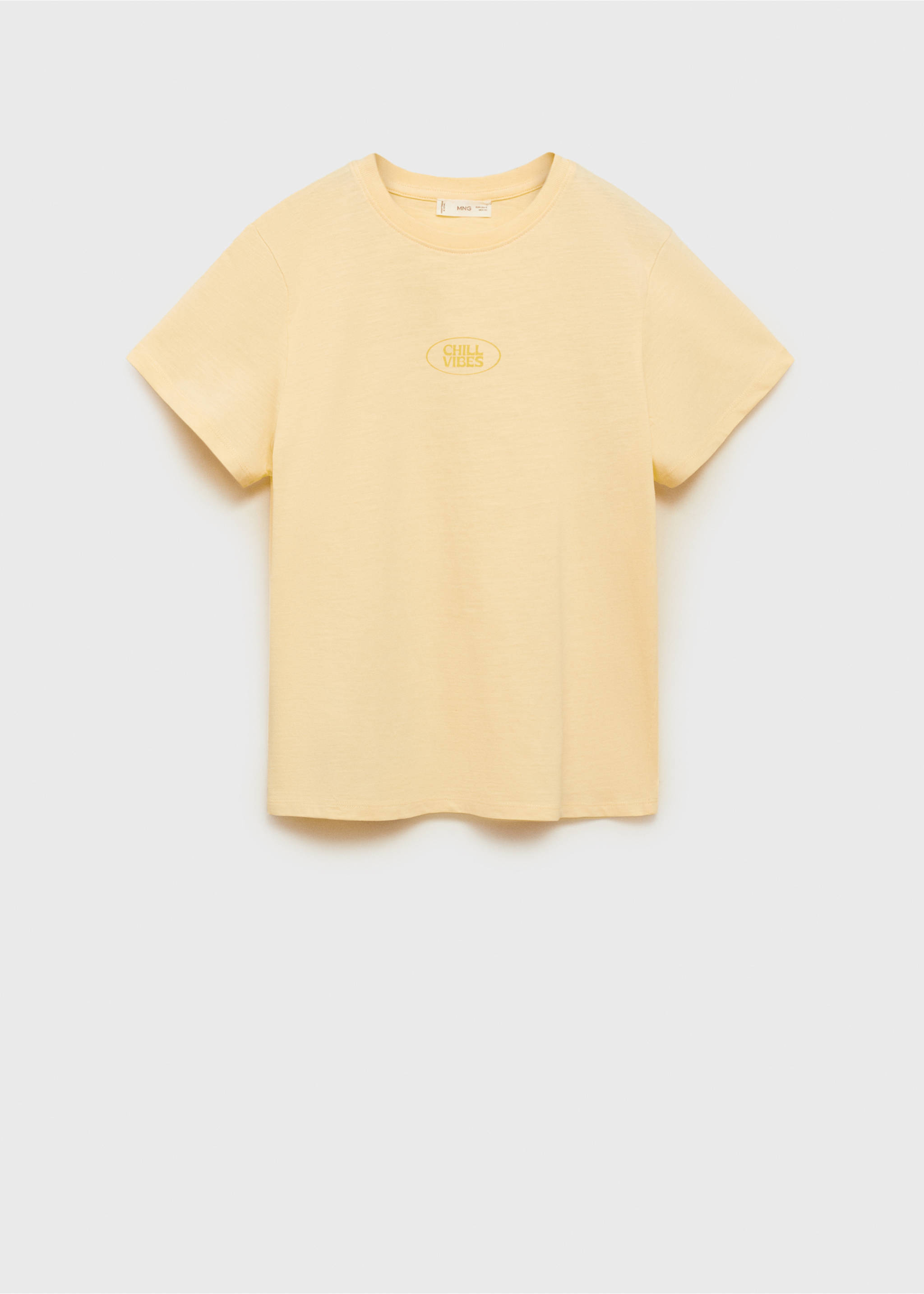 Printed cotton-blend T-shirt - Article without model, Pastel Yellow. Ref: 17001158-00.