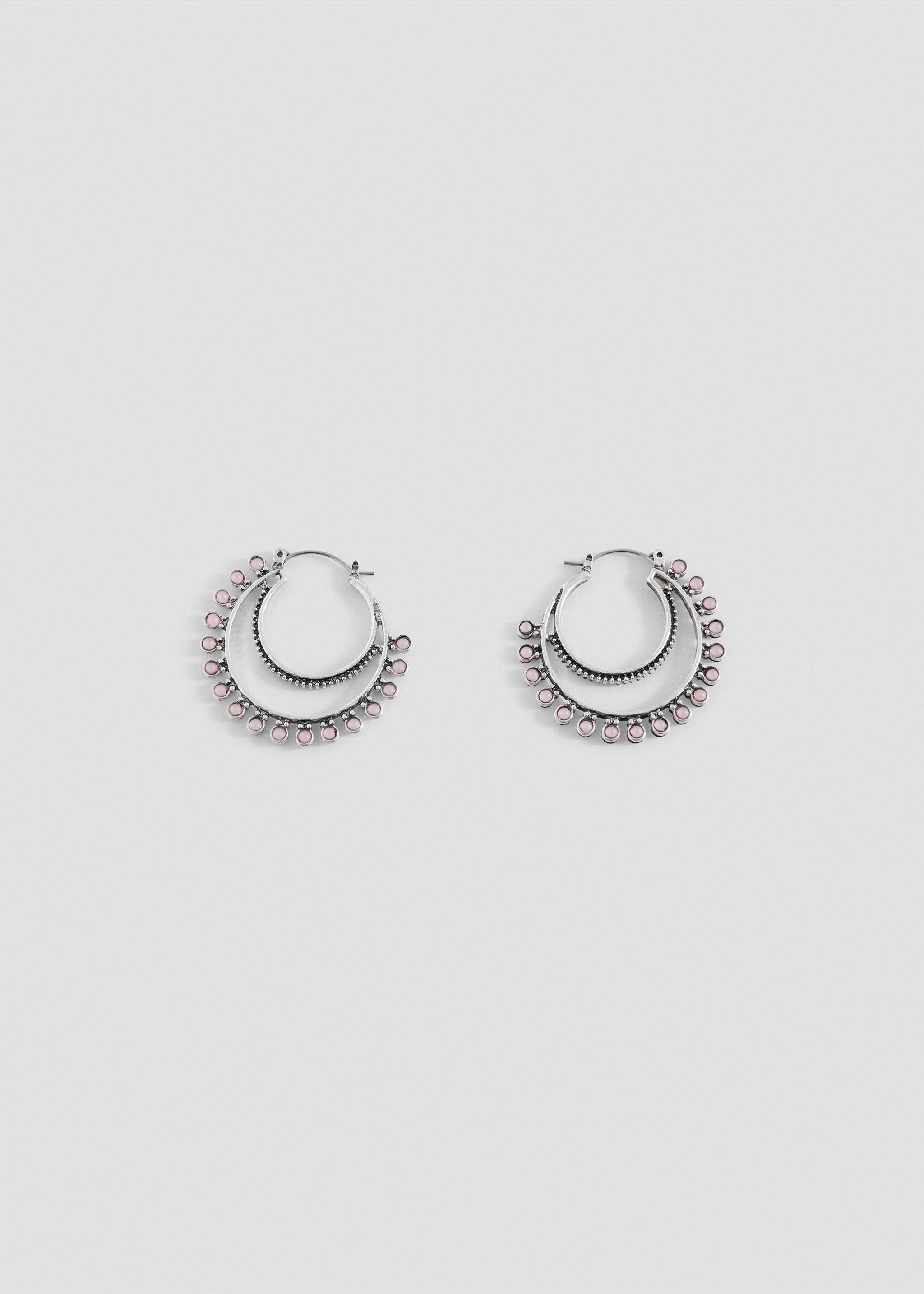 Semi-hoop earrings quartz detail - Article without model, Silver. Ref: 17001184-00.