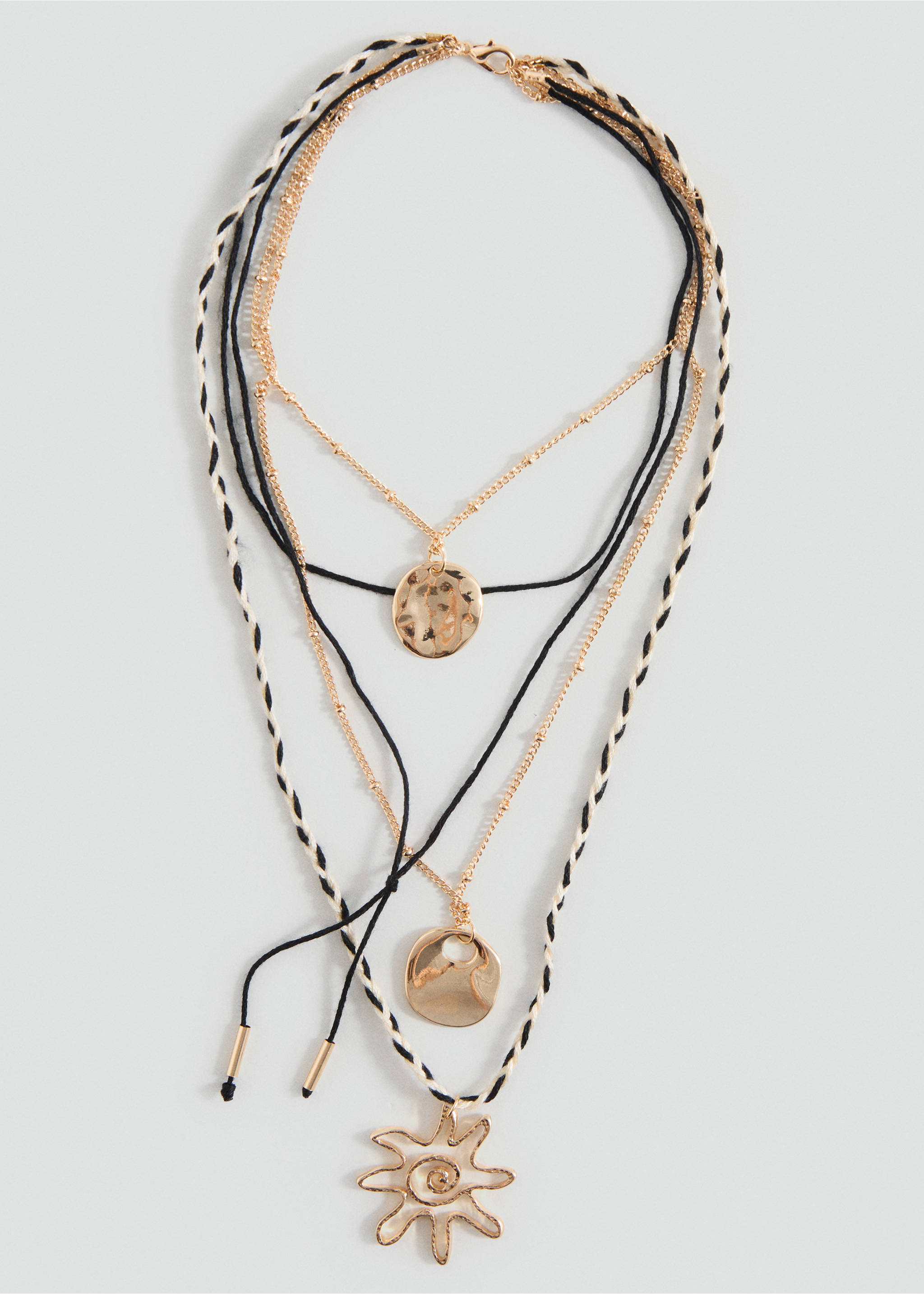 Mixed pendants necklace - Article without model, Gold. Ref: 17001188-00.