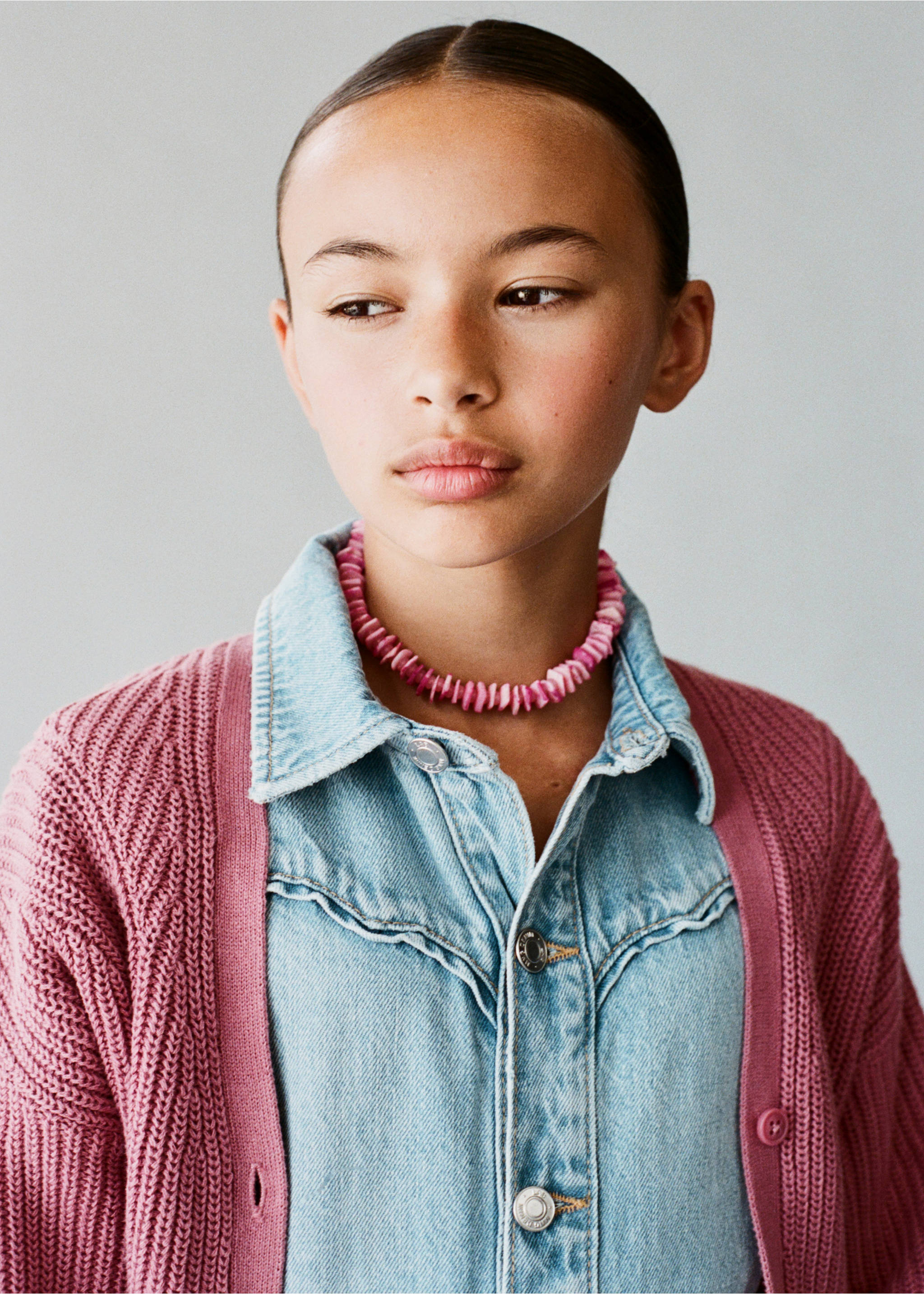 Mixed bead necklace - Details of the article 5, Pink. Ref: 17001193-00.