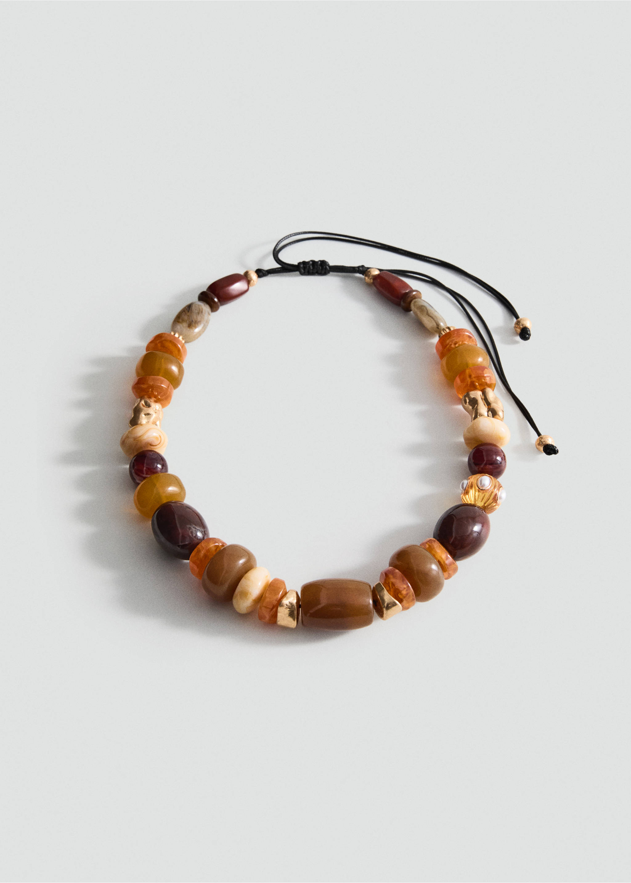 Gecombineerde ketting met maxibollen van hars - Artikel zonder model, Bruin. Ref: 17001197-00.