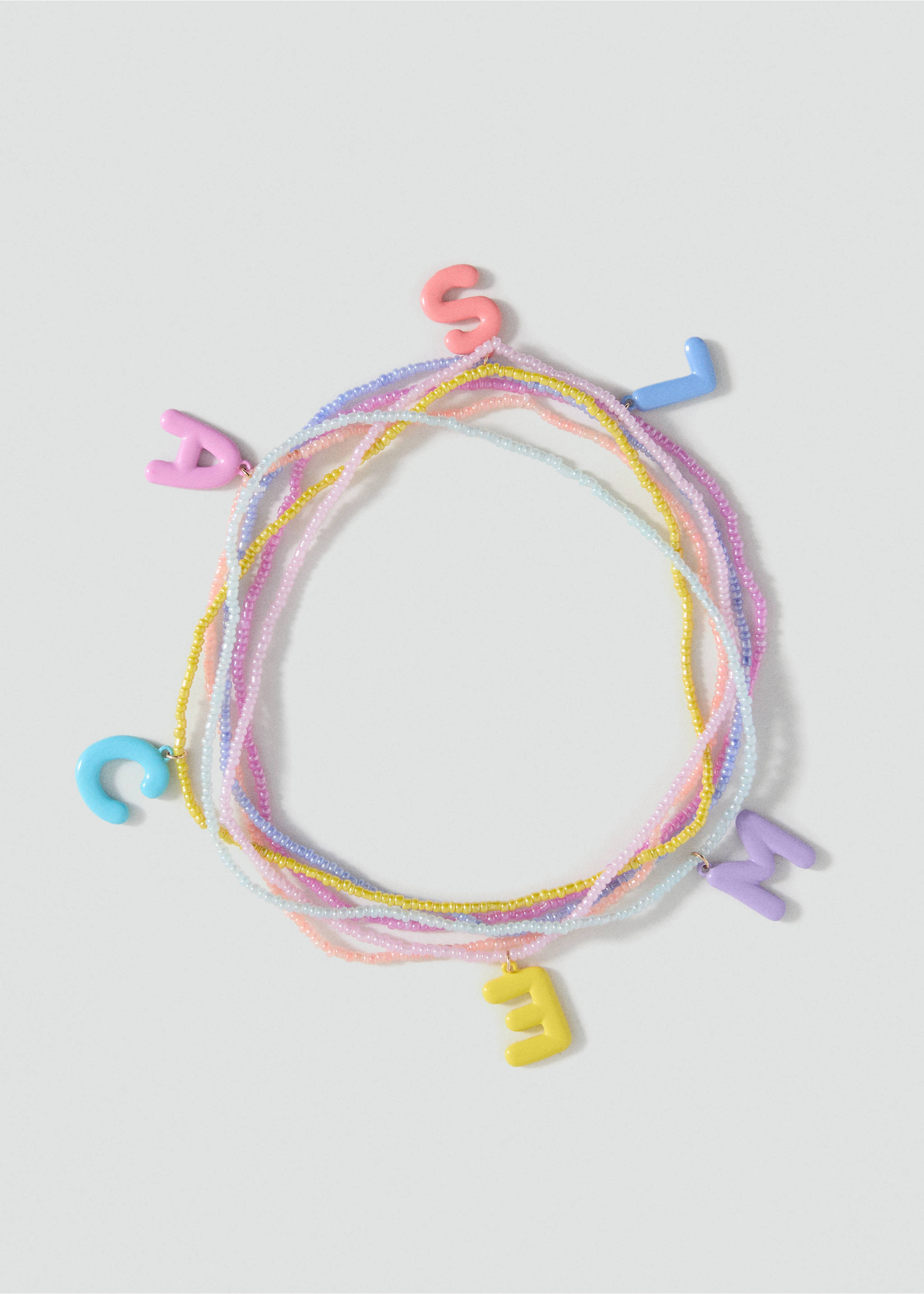 Letters bead necklace - Details of the article 2, Aqua Green. Ref: 17001199-00.