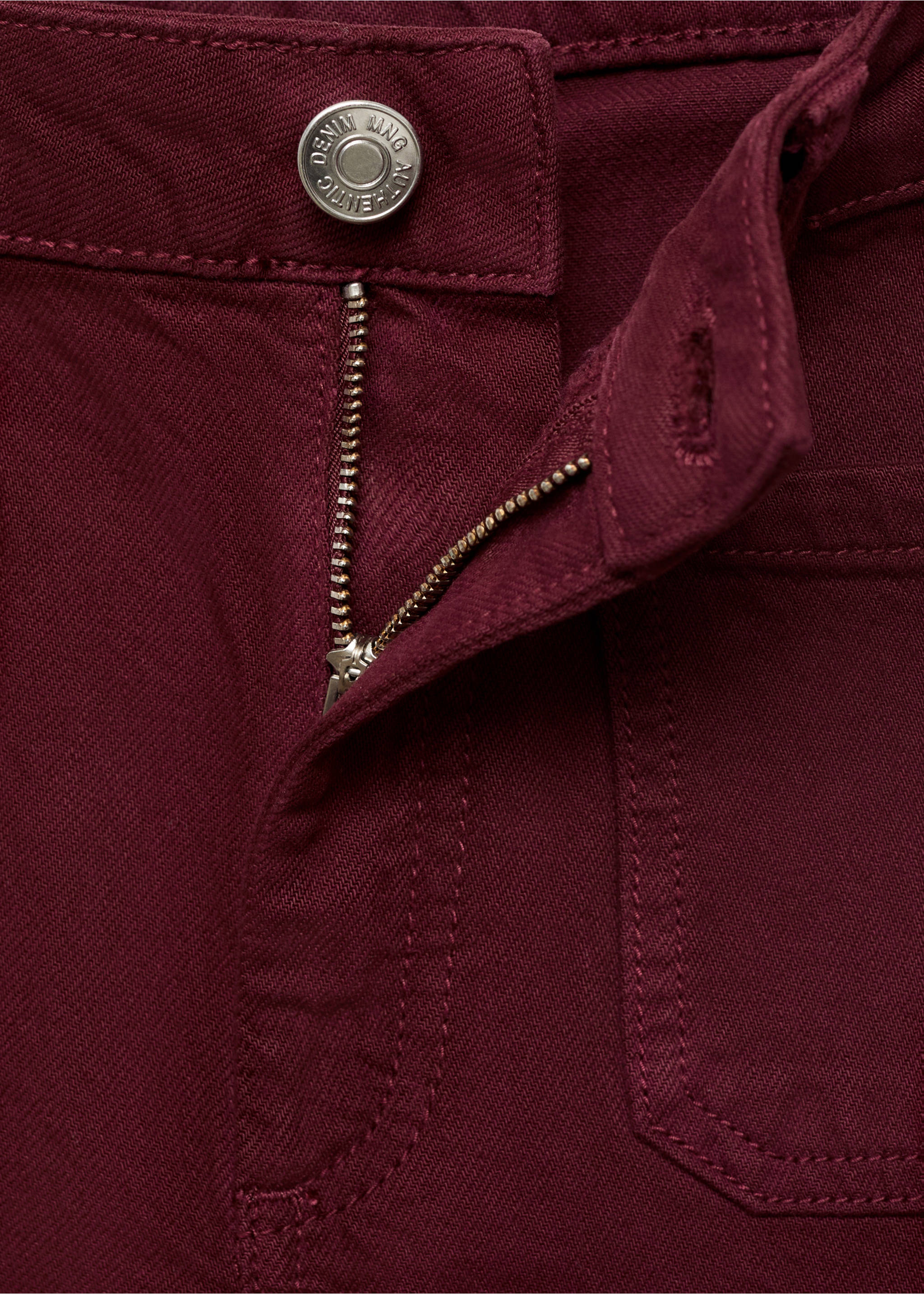 Jeans culotte mid-waist comfort - Details of the article 8, Burgundy. Ref: 17001202-00.