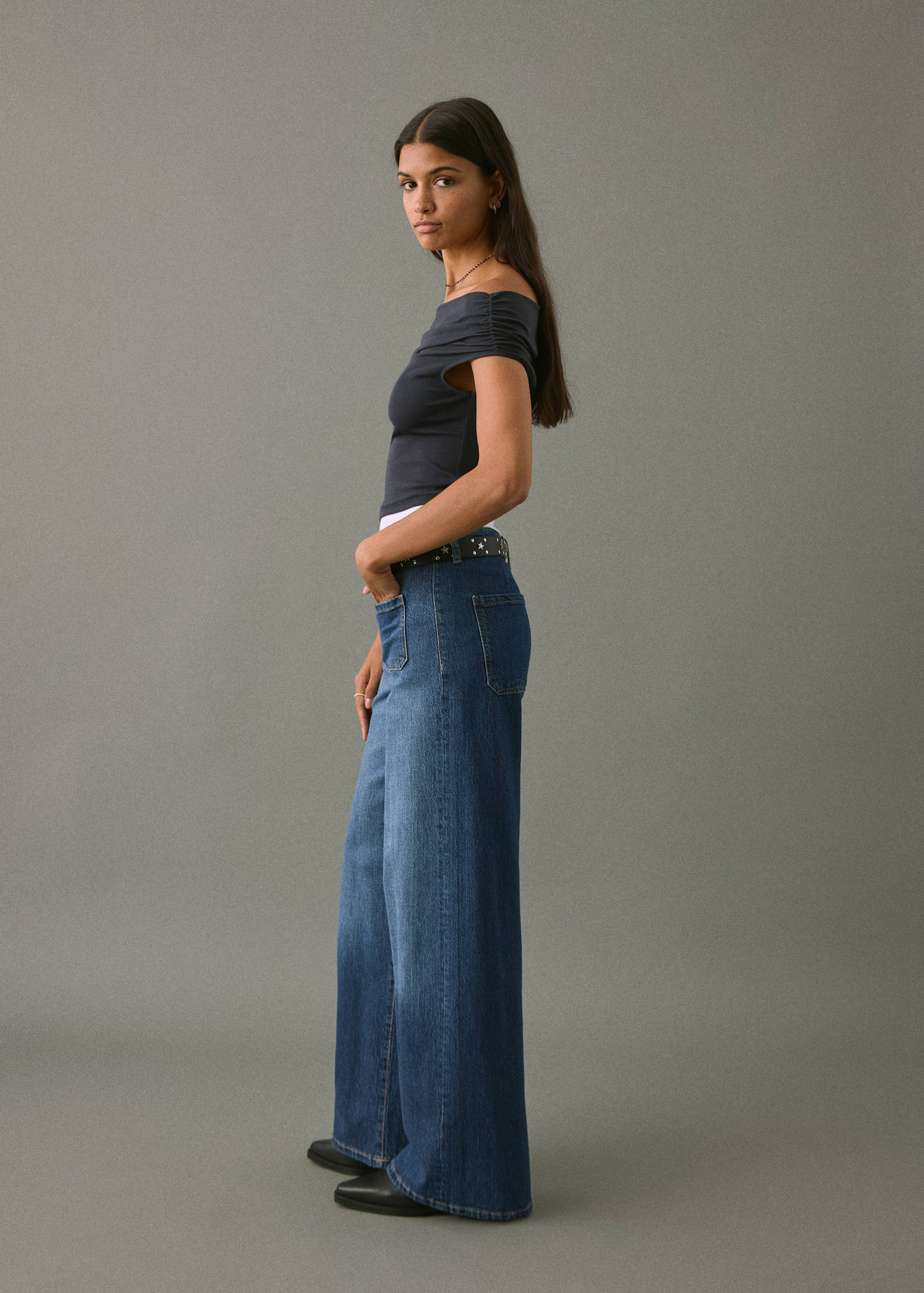 Jeans culotte mid-waist comfort - Medium plane