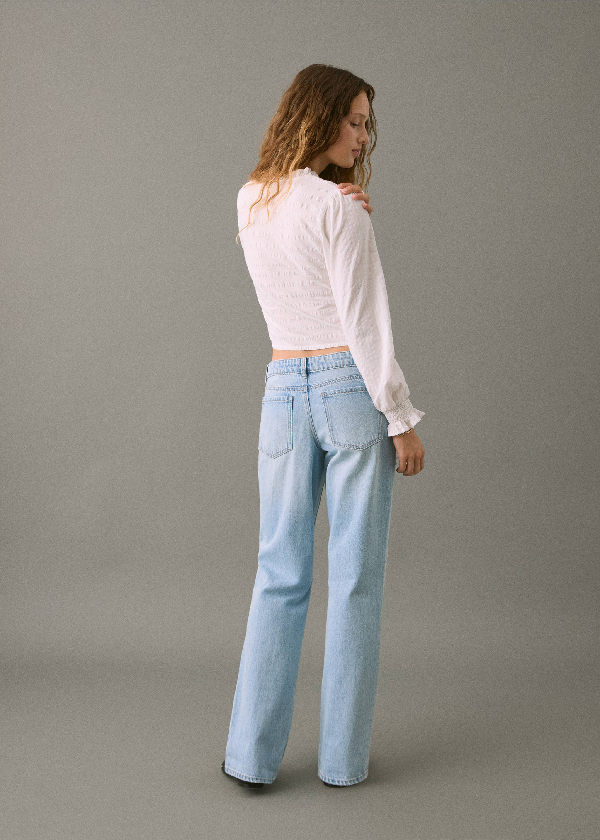 Ripped straight-fit jeans - Reverse of the article, Light Blue. Ref: 17001204-00.