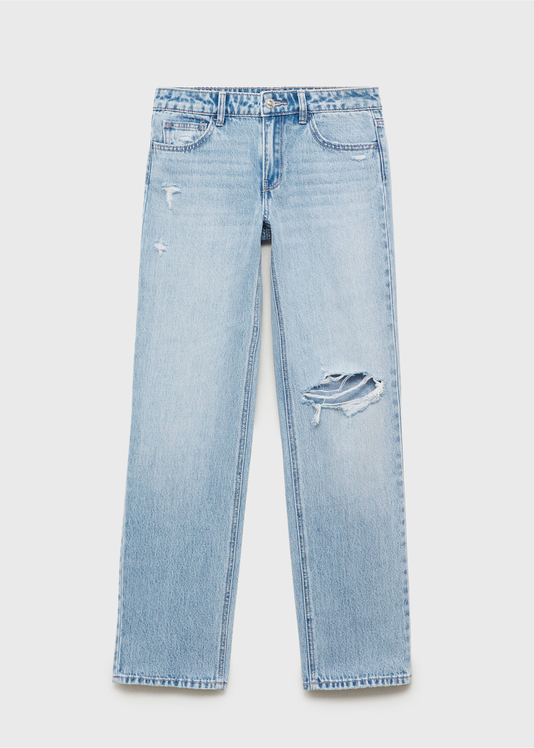Ripped straight-fit jeans - Article without model, Light Blue. Ref: 17001204-00.