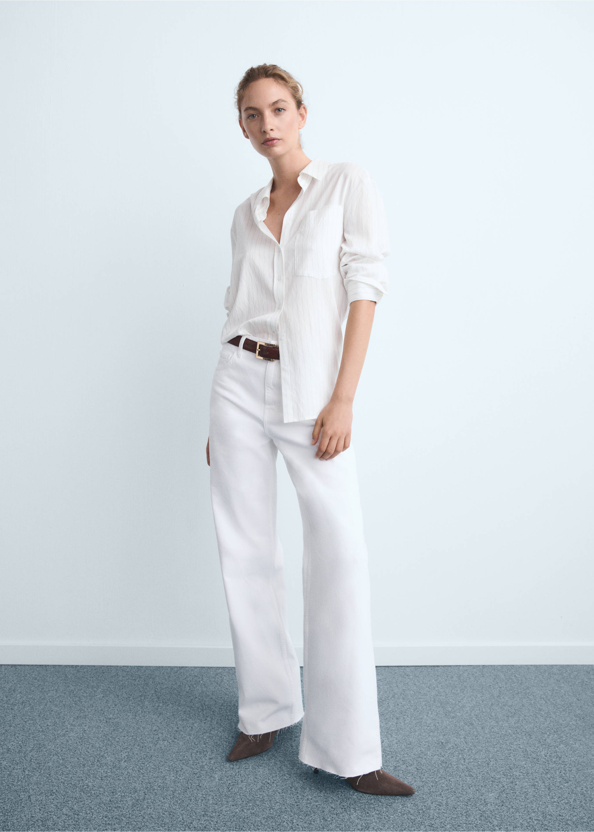 Danila high-waisted wide leg jeans - General plane, White. Ref: 17001206-00.