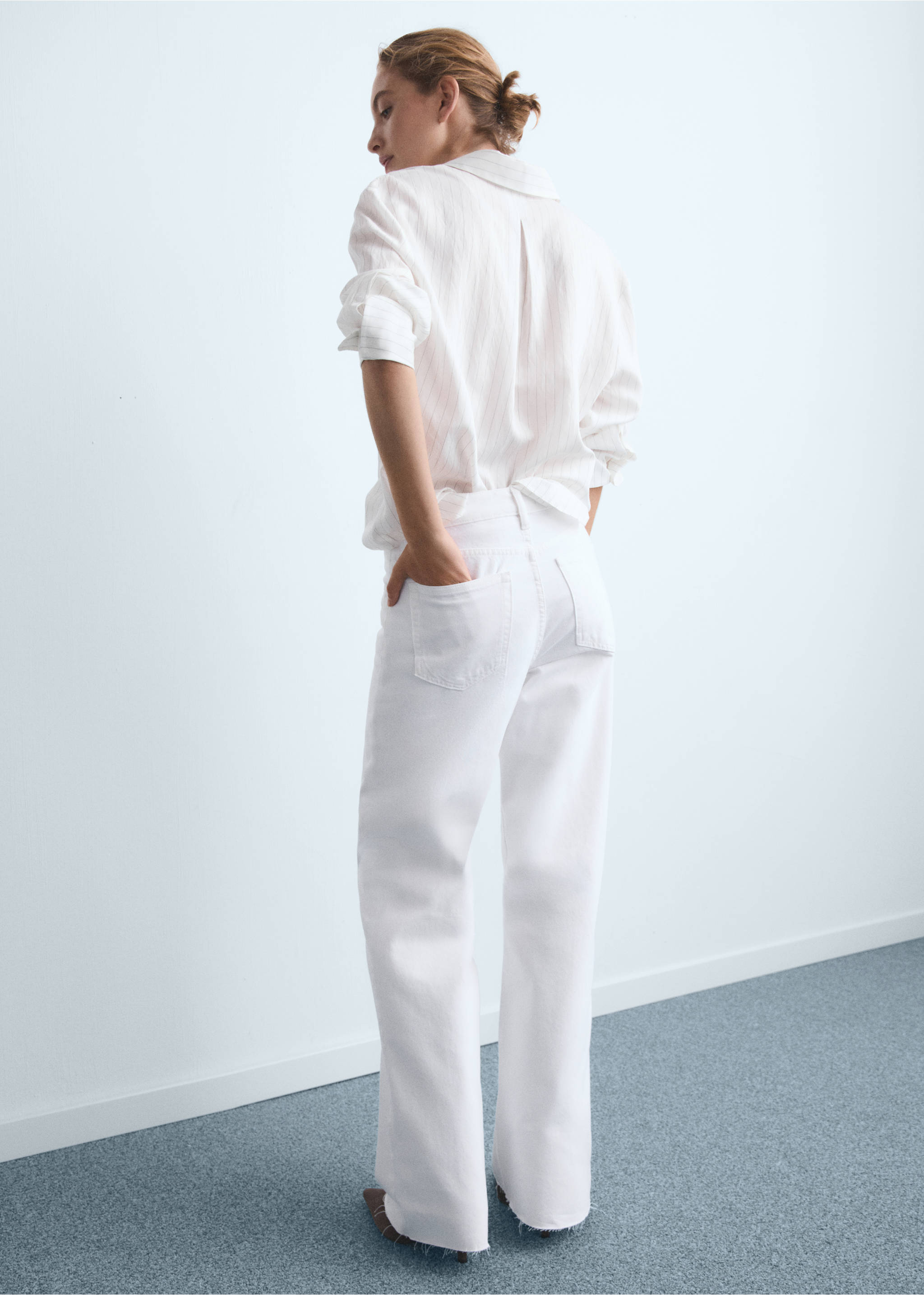 Danila high-waisted wide leg jeans - Reverse of the article, White. Ref: 17001206-00.