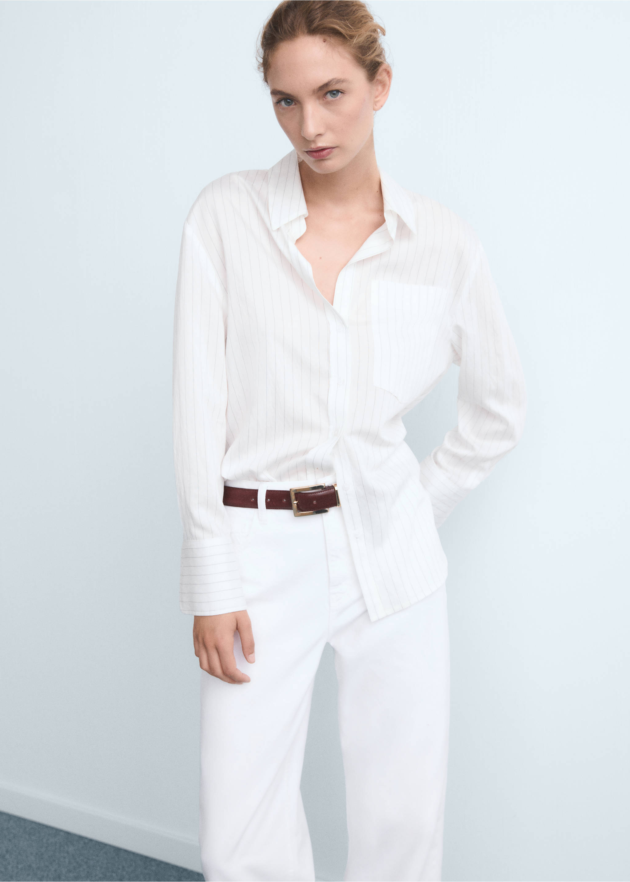 Danila high-waisted wide leg jeans - Details of the article 1, White. Ref: 17001206-00.