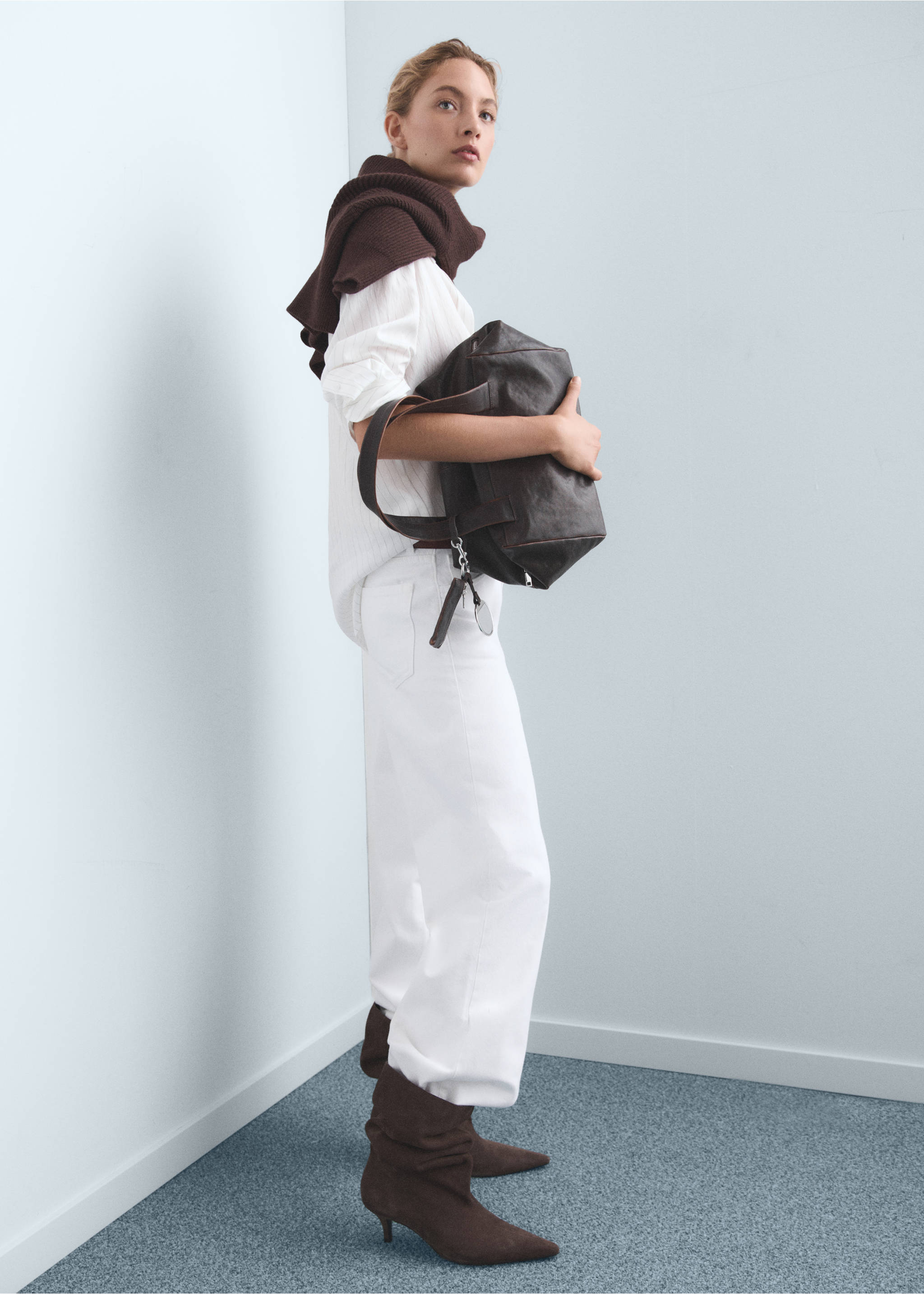 Danila high-waisted wide leg jeans - Details of the article 2, White. Ref: 17001206-00.