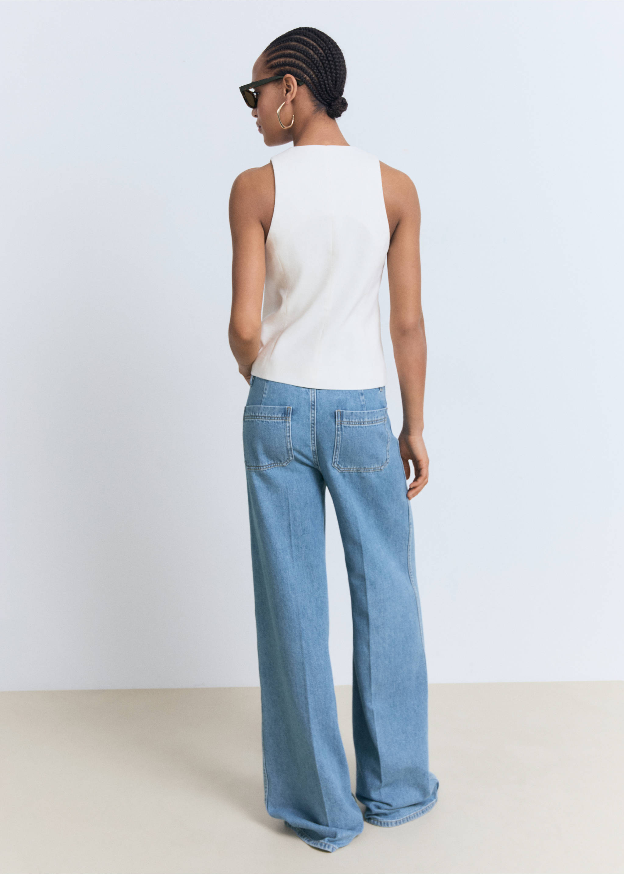 High-rise wide leg  jeans with pockets - Reverse of the article, Medium Blue. Ref: 17001208-00.