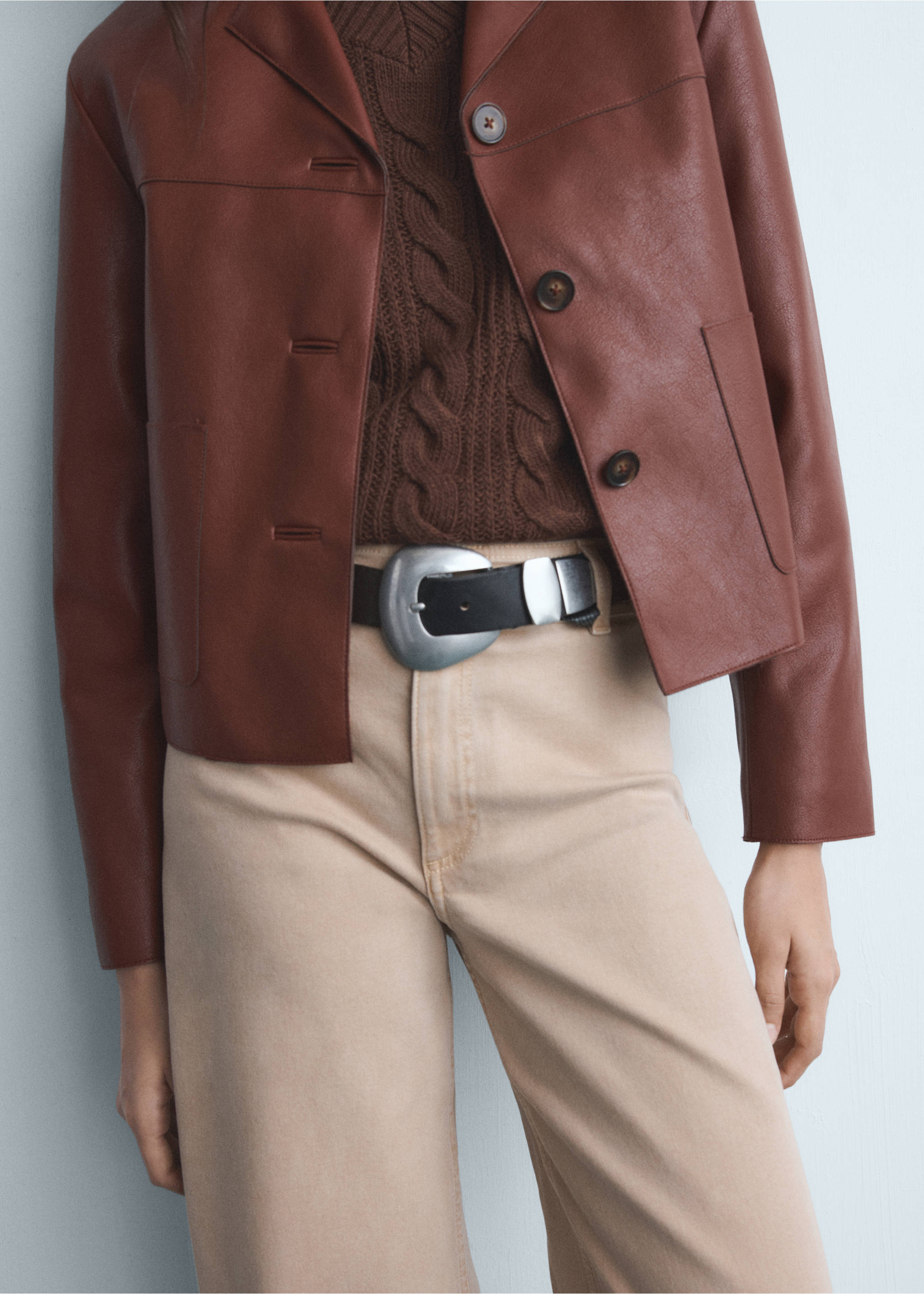 Jean style jupe-culotte Catherin taille haute - Détail de l'article 2, Sable. Ref: 17001210-00.