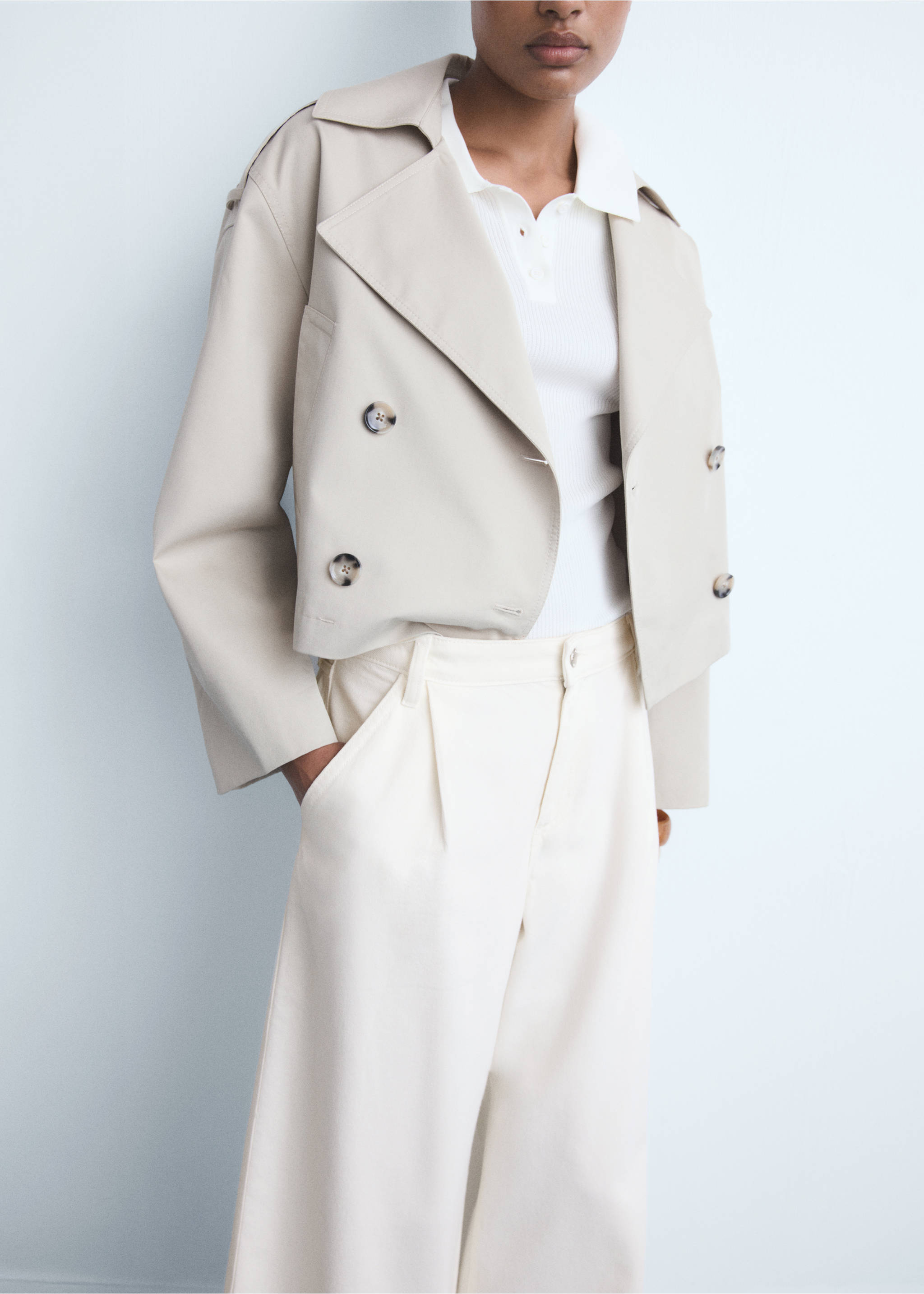 Wide leg pleated jeans - Details of the article 1, Off White. Ref: 17001211-00.