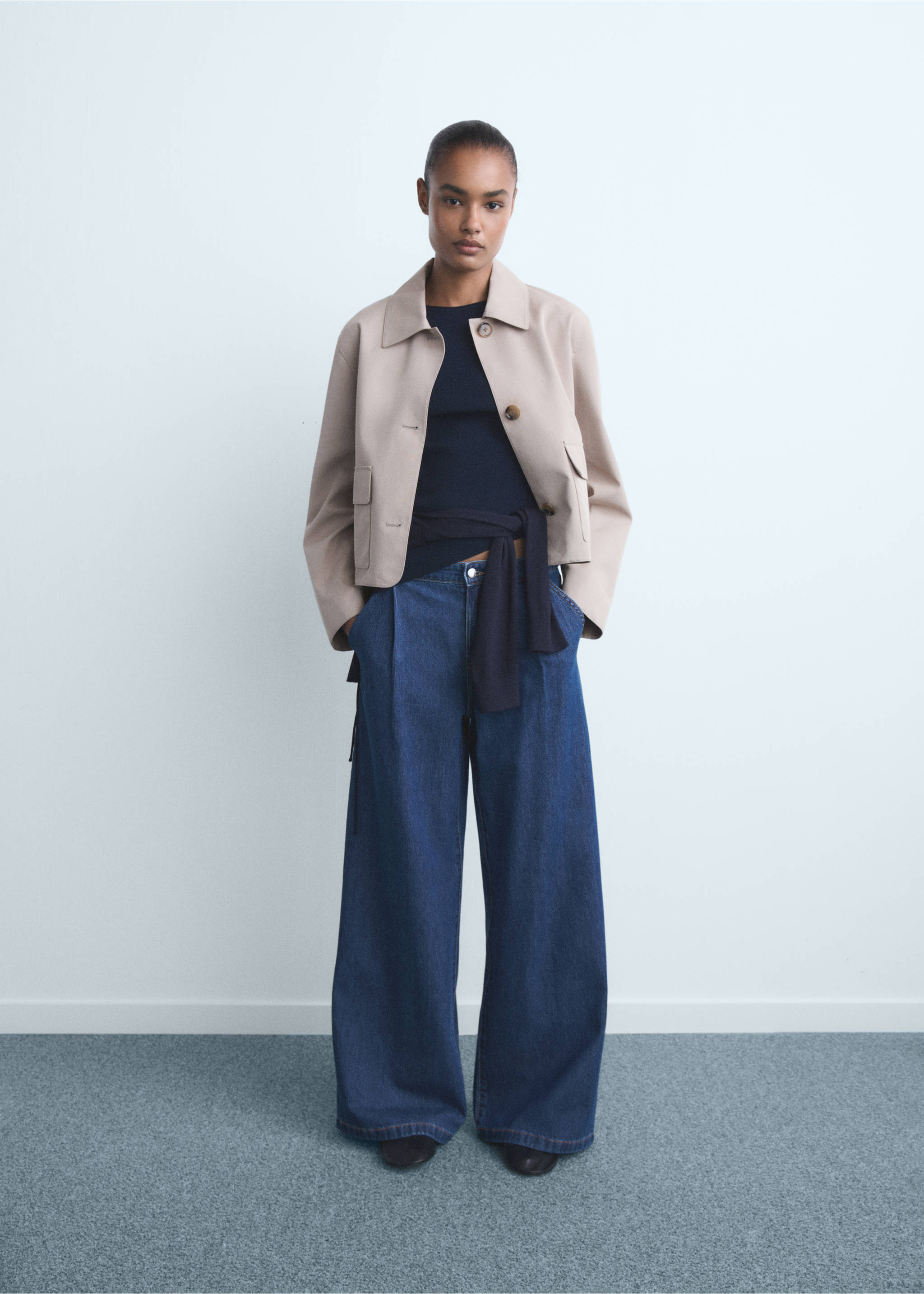 Wide leg pleated jeans - General plane, Open Blue. Ref: 17001212-00.