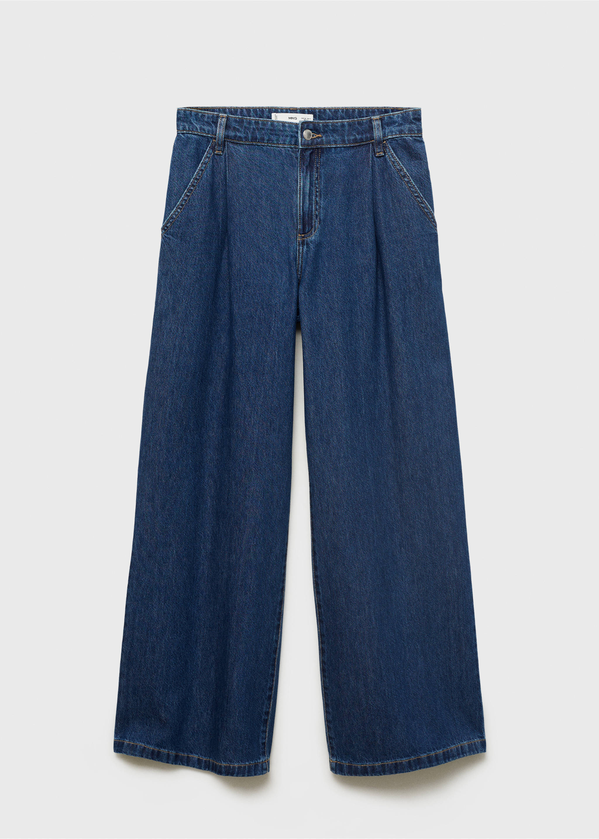Wide leg pleated jeans - Article without model, Open Blue. Ref: 17001212-00.