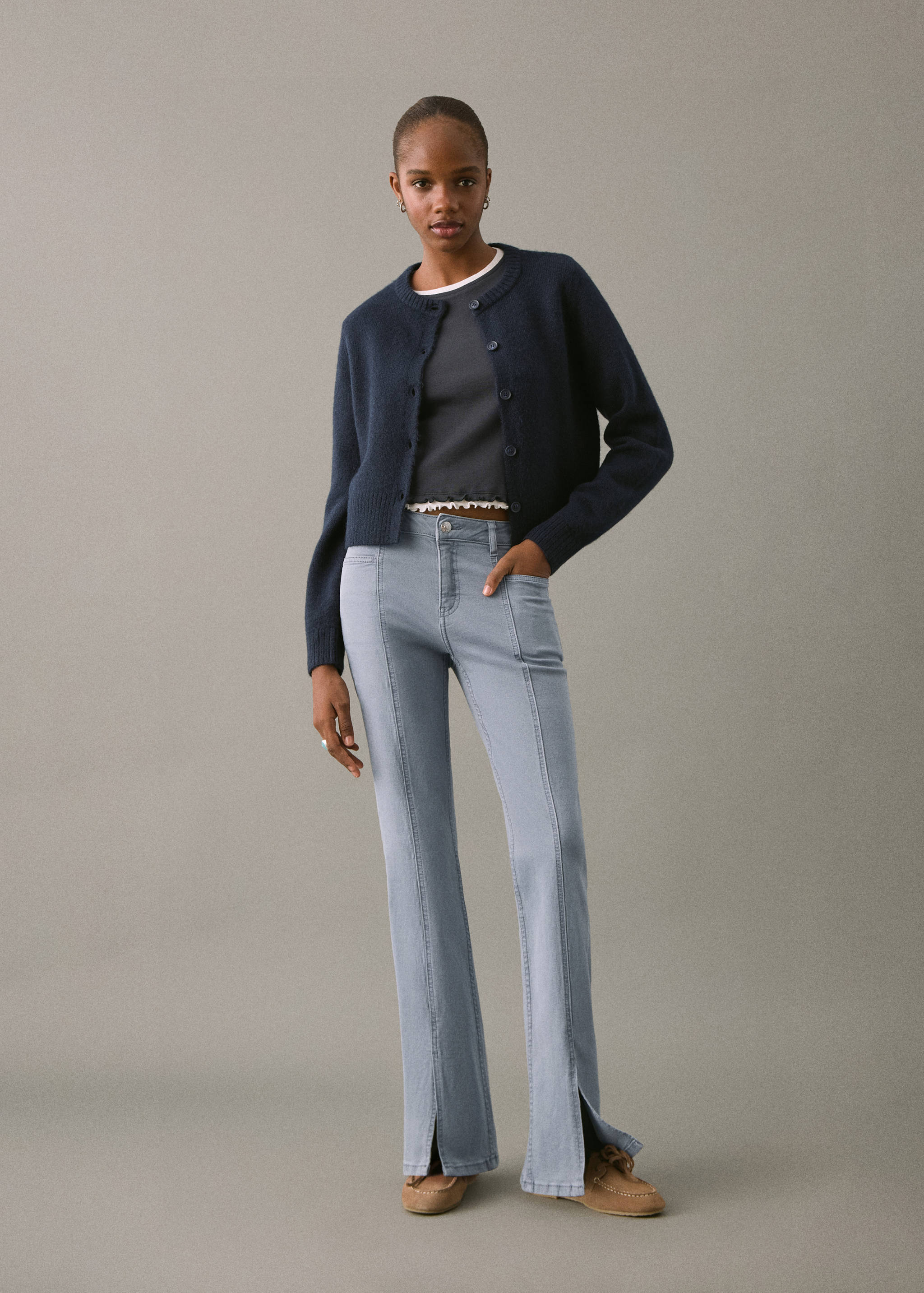 Flared jeans met split - Overzichtstekening