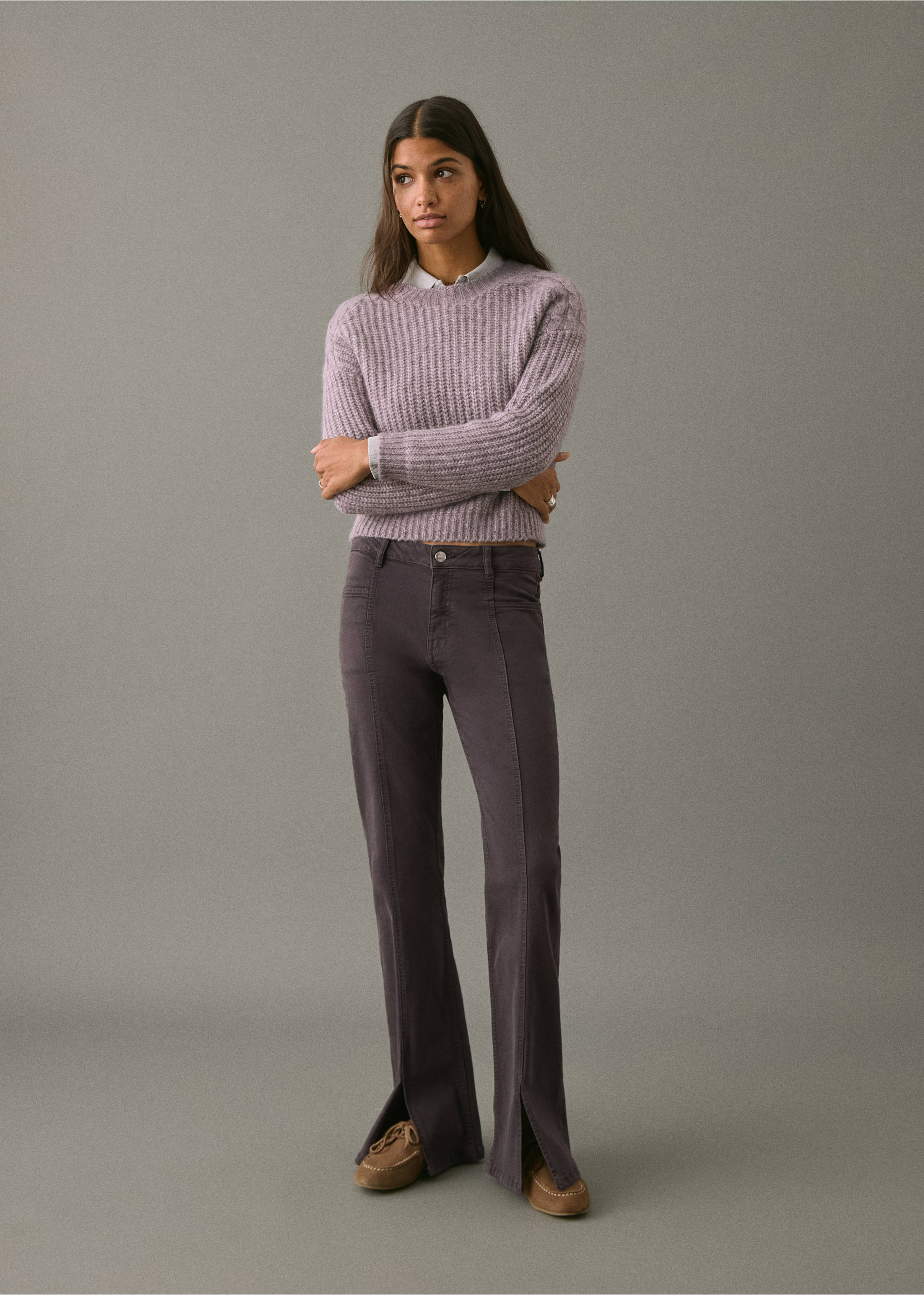Flared Jeans mit Schlitz - Allgemeine Ansicht, Anthrazit. Ref: 17001214-00.