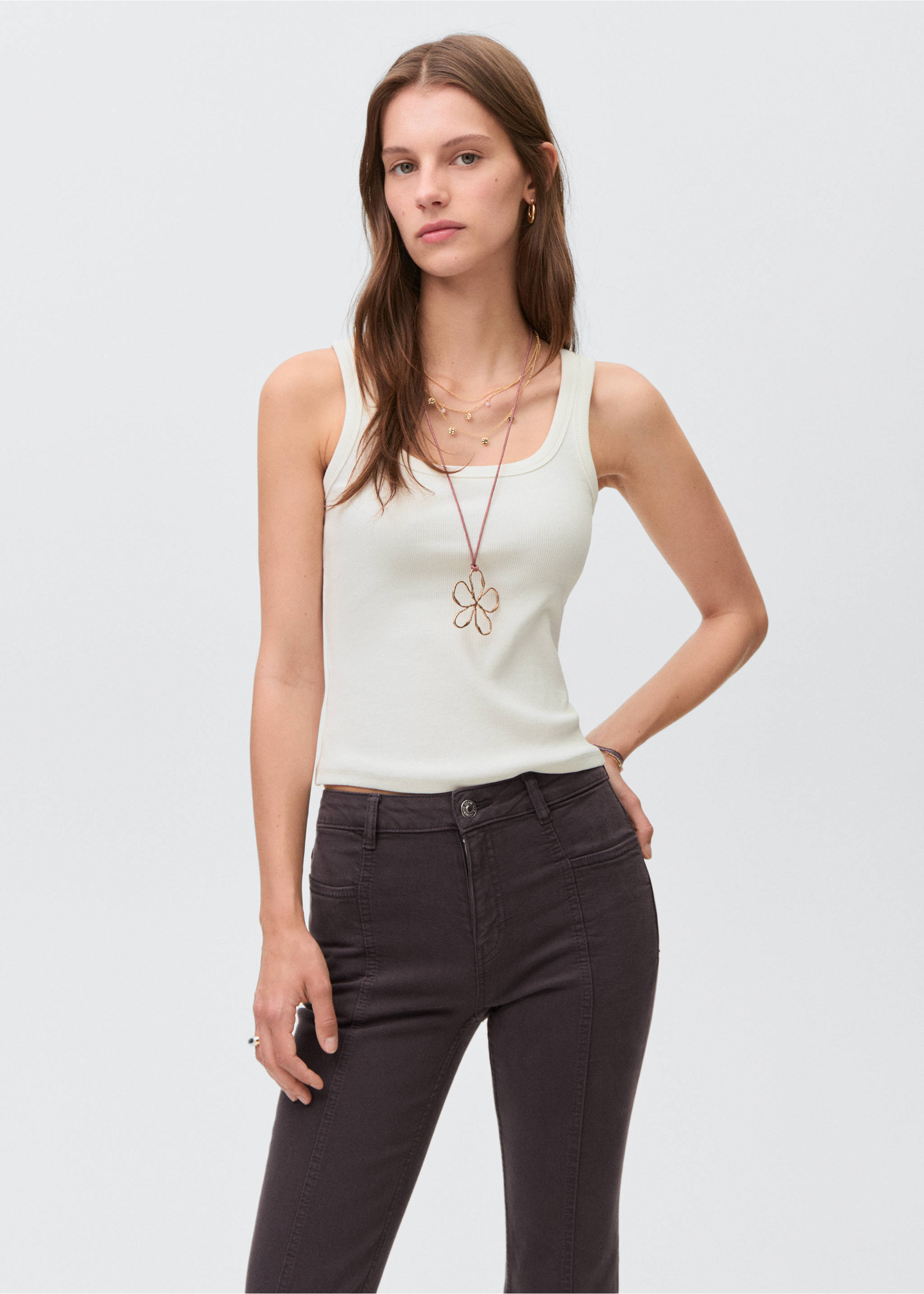 Flared Jeans mit Schlitz - Detail des Artikels 3, Anthrazit. Ref: 17001214-00.