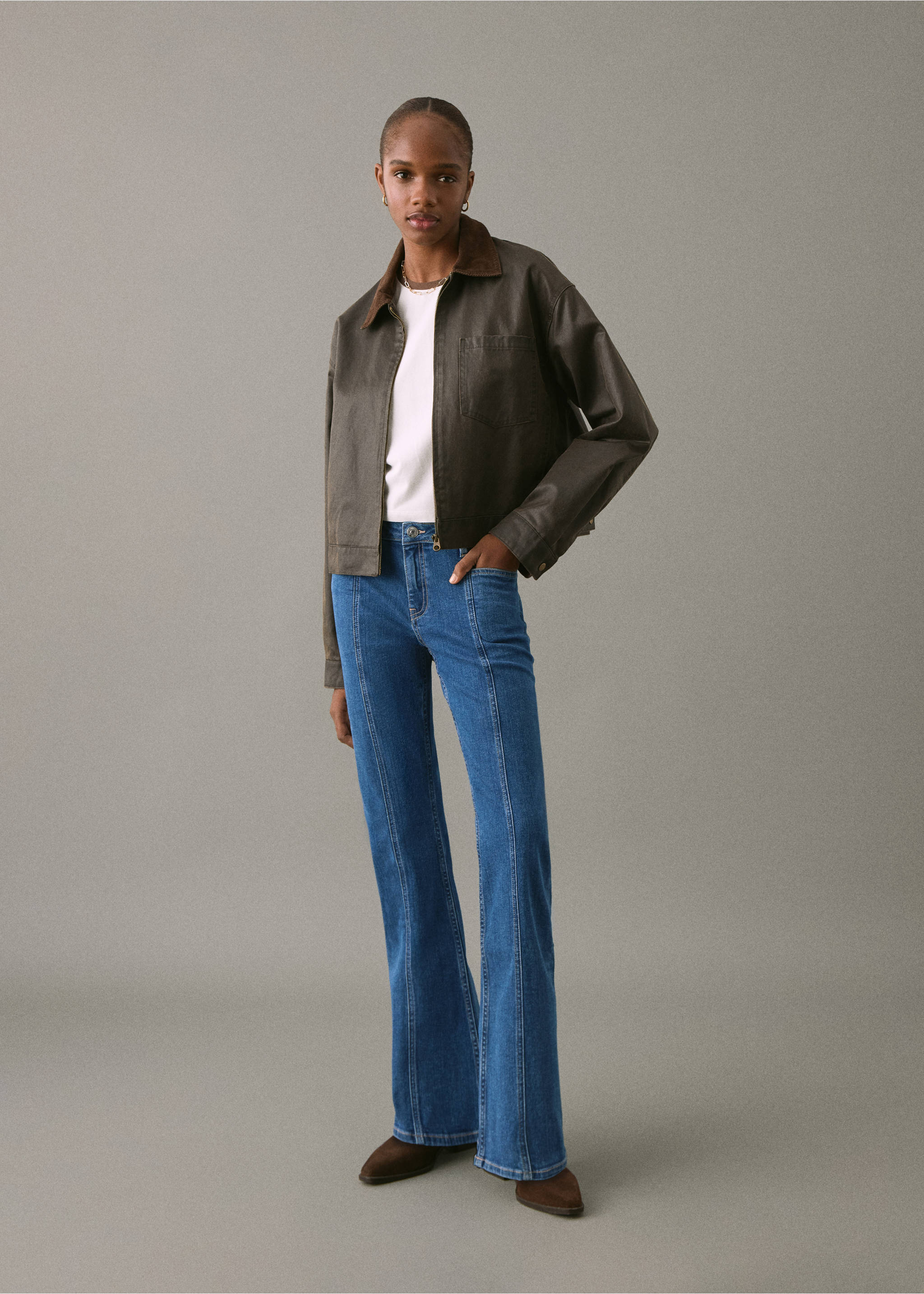 Flared jeans with stars - General plane, Dark Blue. Ref: 17001216-00.