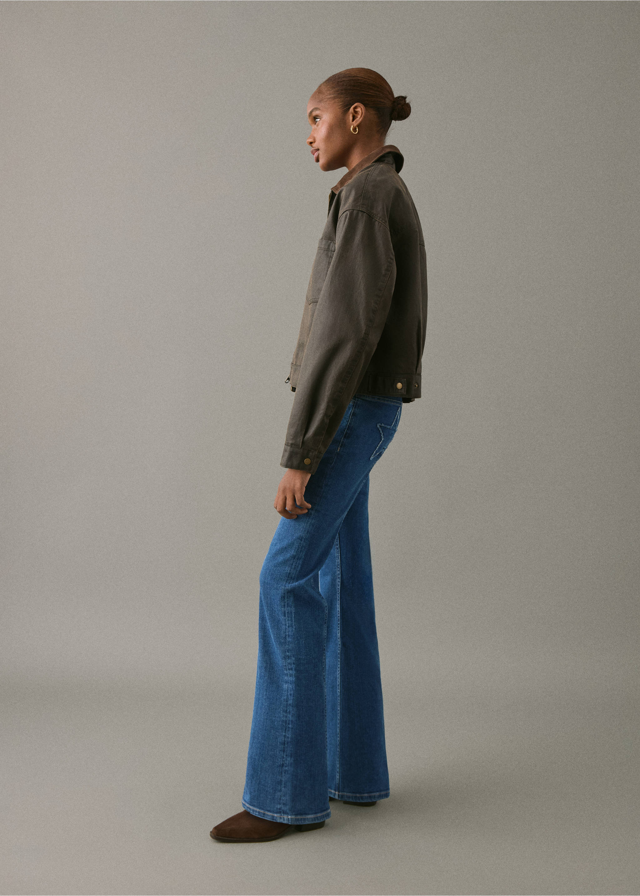 Flared jeans with stars - Medium plane, Dark Blue. Ref: 17001216-00.