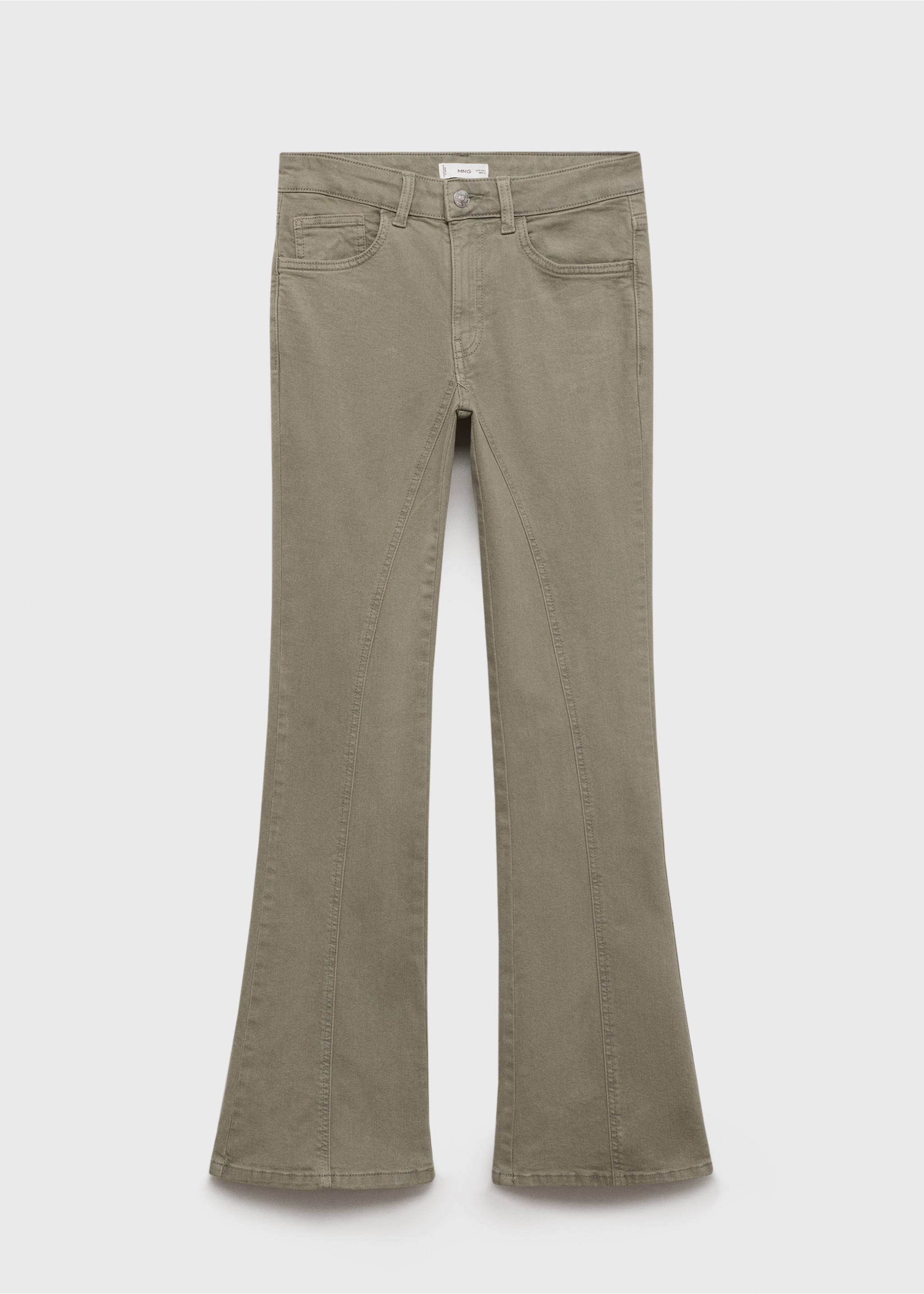 Decorative seam flared jeans - Article without model, Khaki. Ref: 17001220-00.