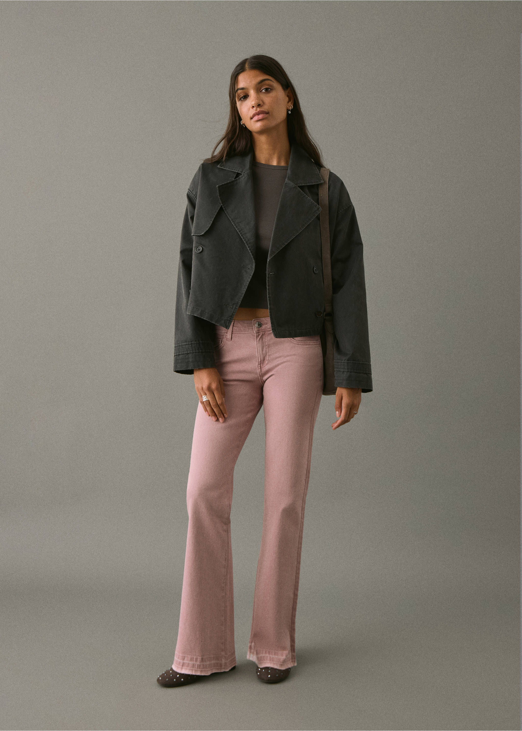 Decorative seam flared jeans - General plane, Pastel Pink. Ref: 17001221-00.