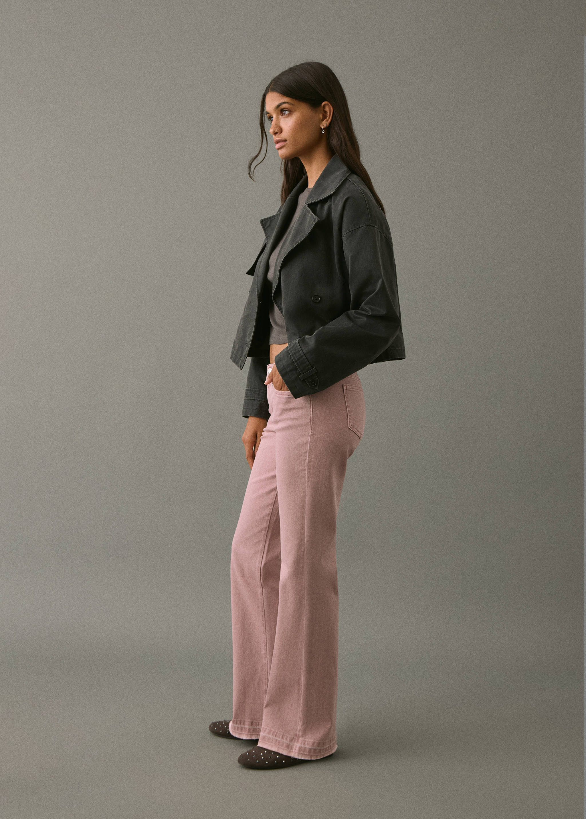 Decorative seam flared jeans - Medium plane