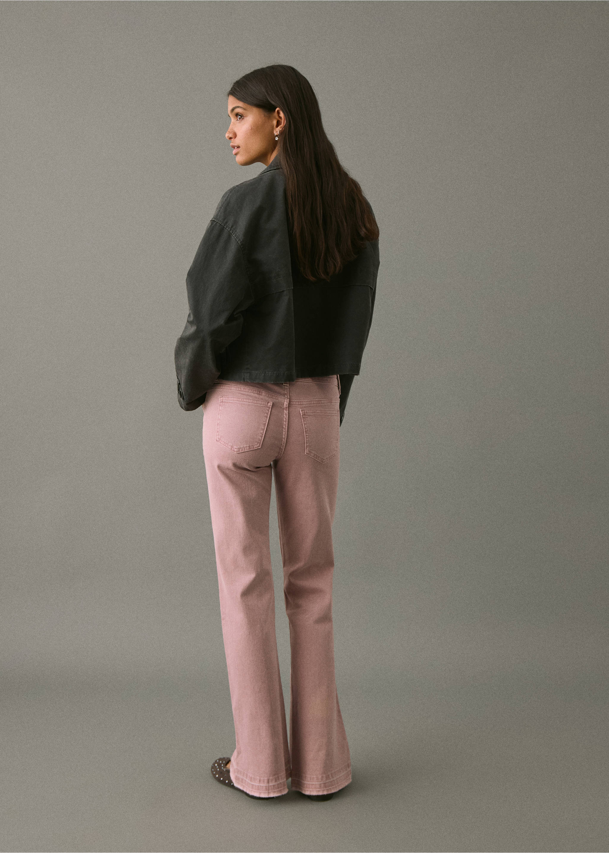 Decorative seam flared jeans - Reverse of the article, Pastel Pink. Ref: 17001221-00.