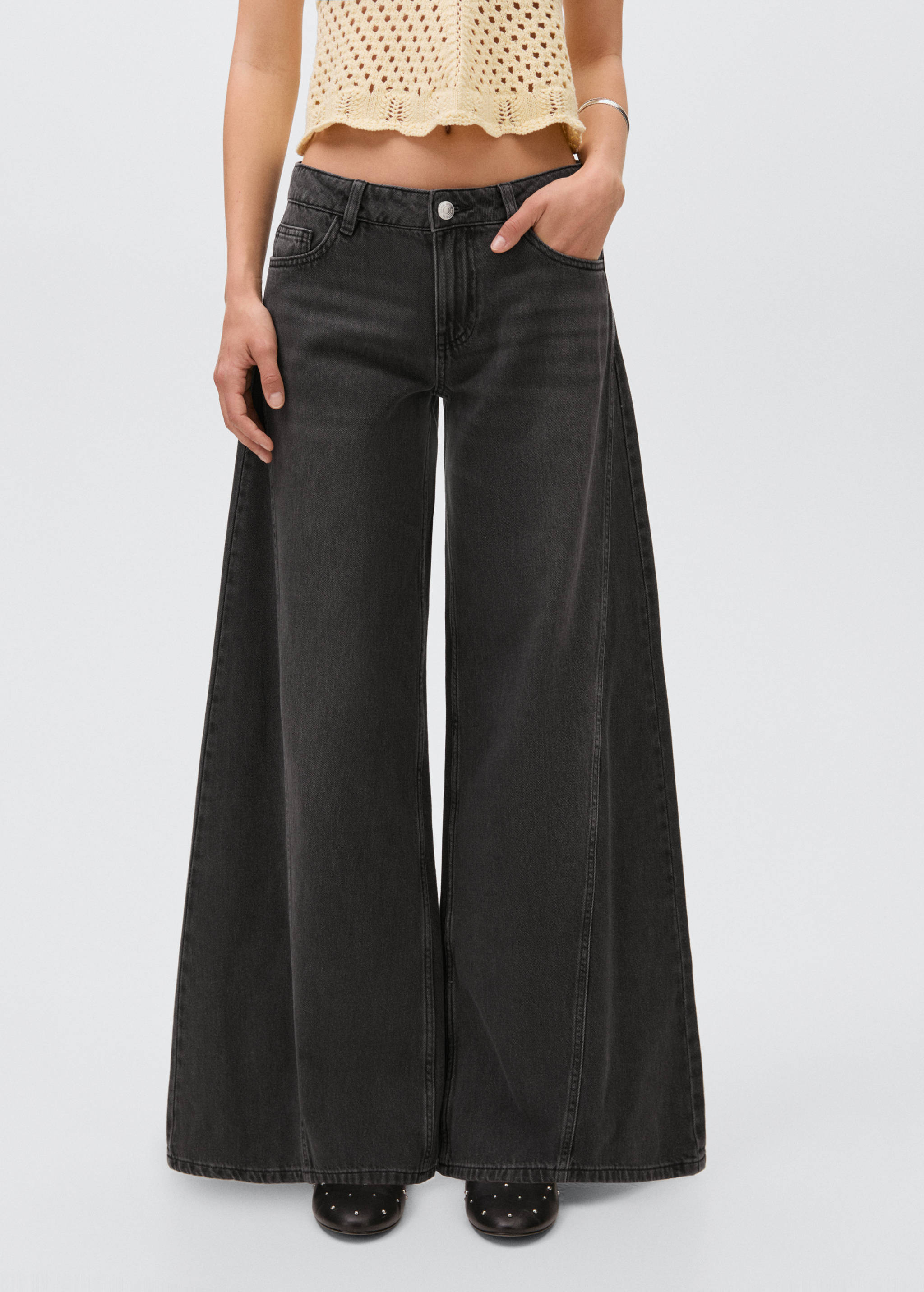 Wide leg jeans with seam detail - Medium plane