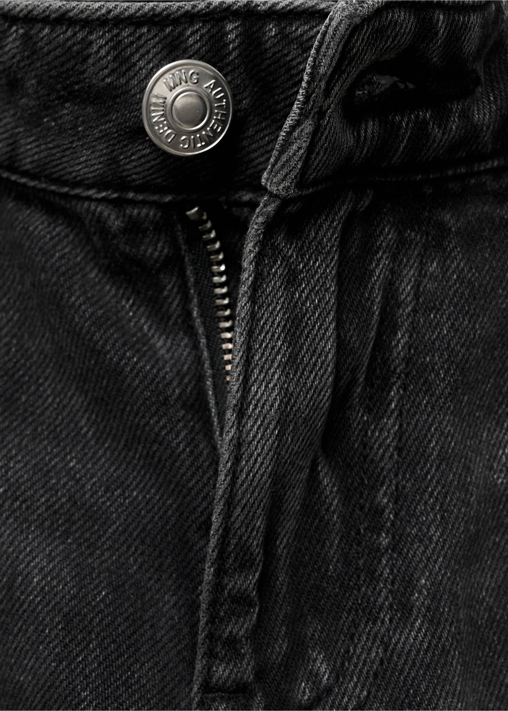 Wide leg jeans with seam detail - Details of the article 8, Black denim. Ref: 17001222-00.