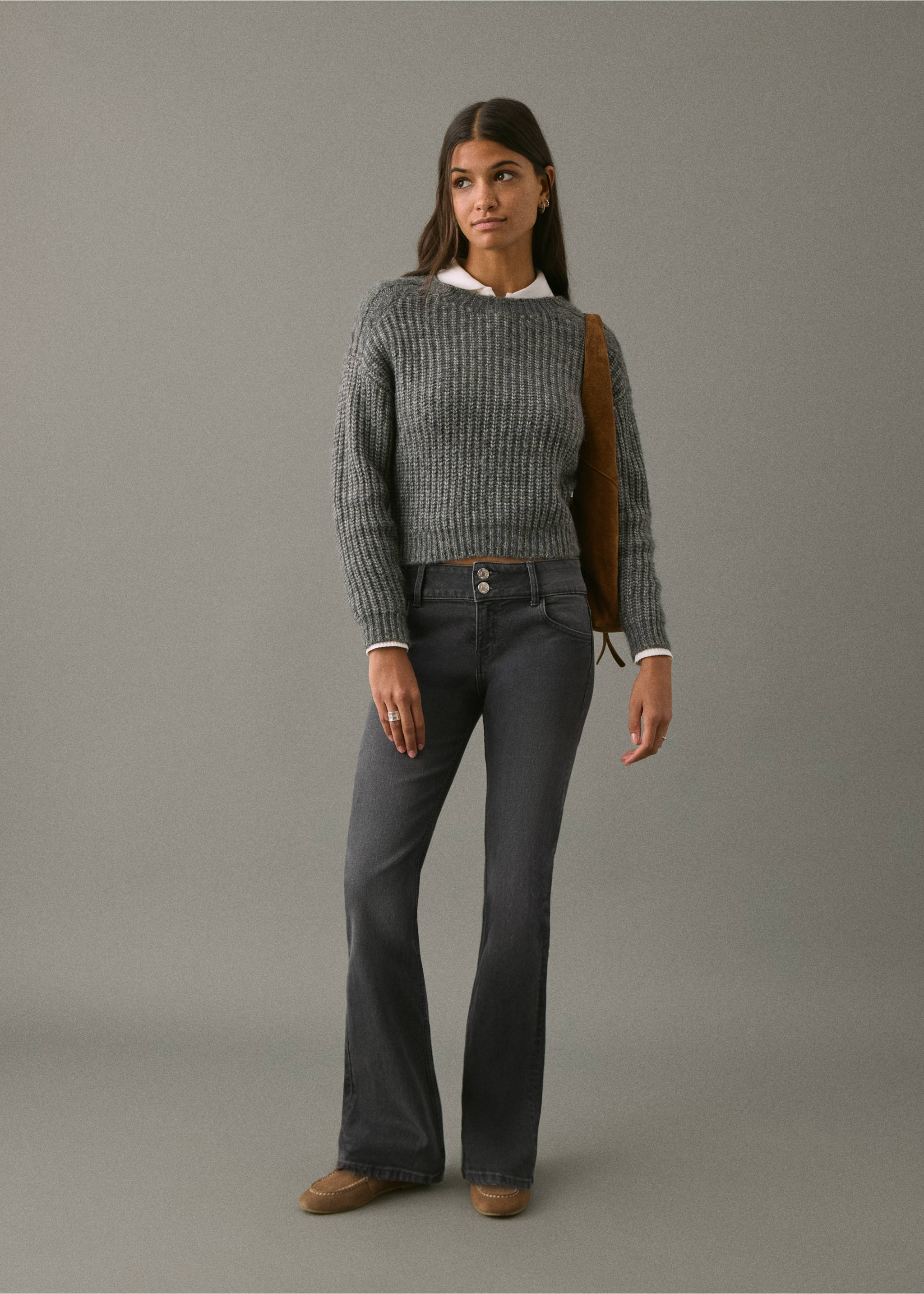 Low-waist flared jeans - General plane, Black denim. Ref: 17001224-00.