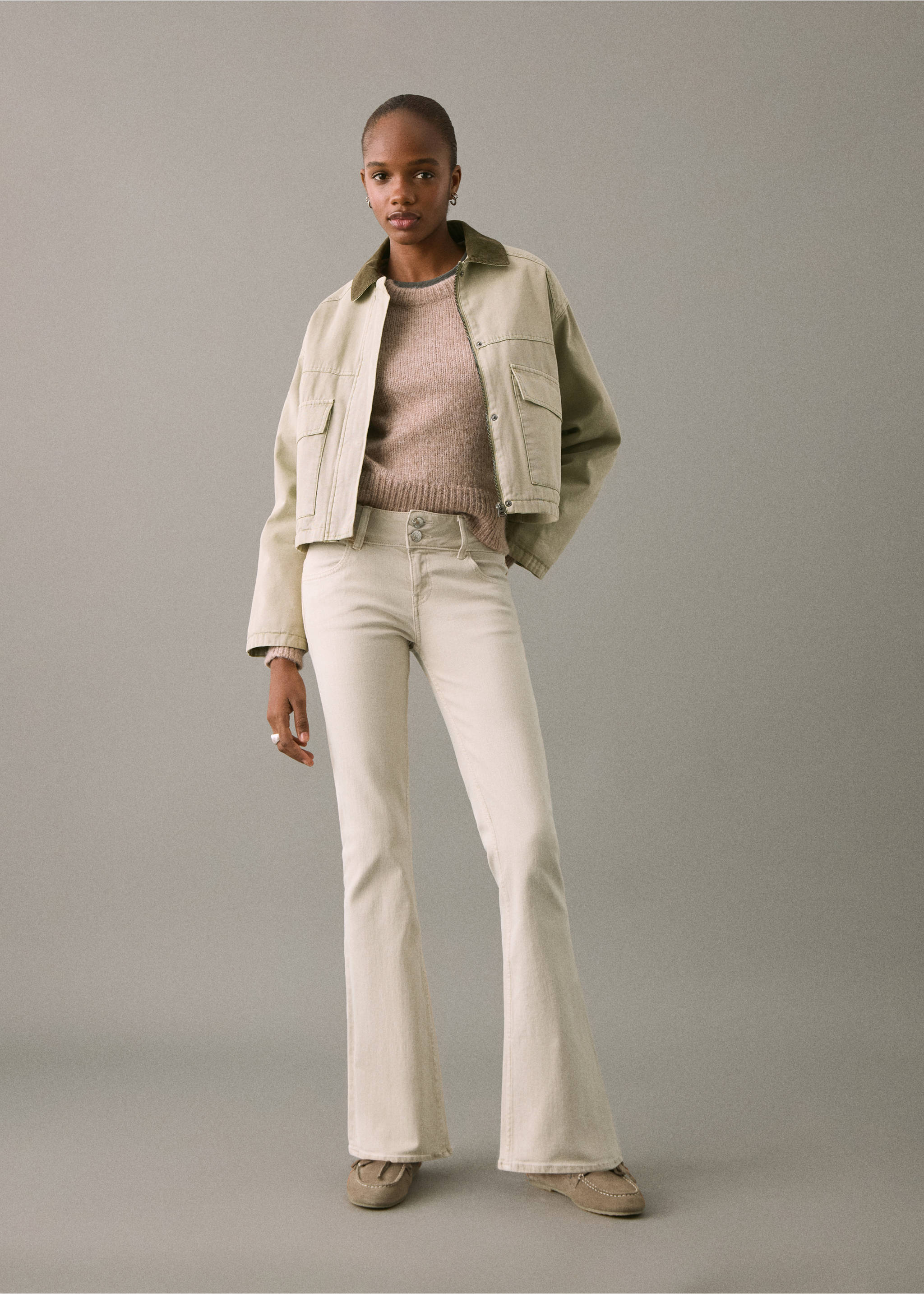 Low-waist flared jeans - General plane, Beige. Ref: 17001225-00.