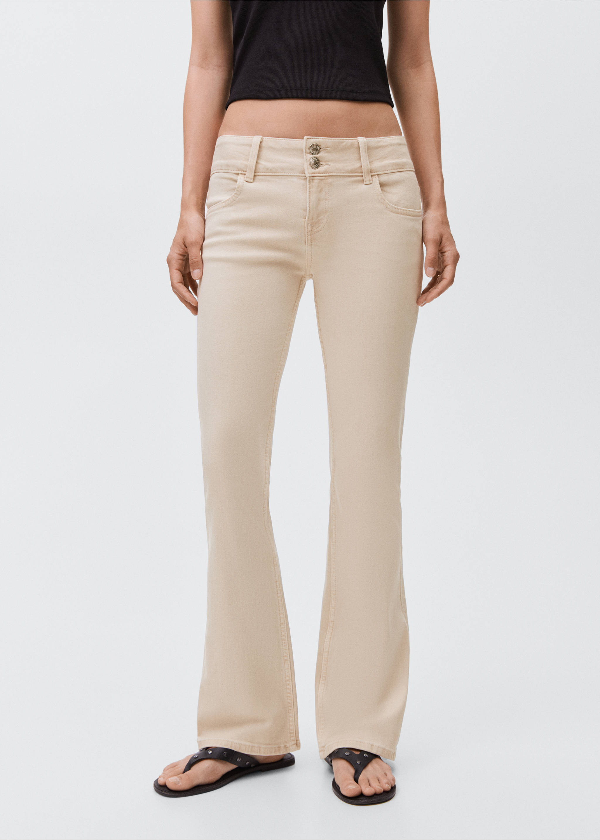 Low-waist flared jeans - Middenvlak, Open beige. Ref: 17001225-00.