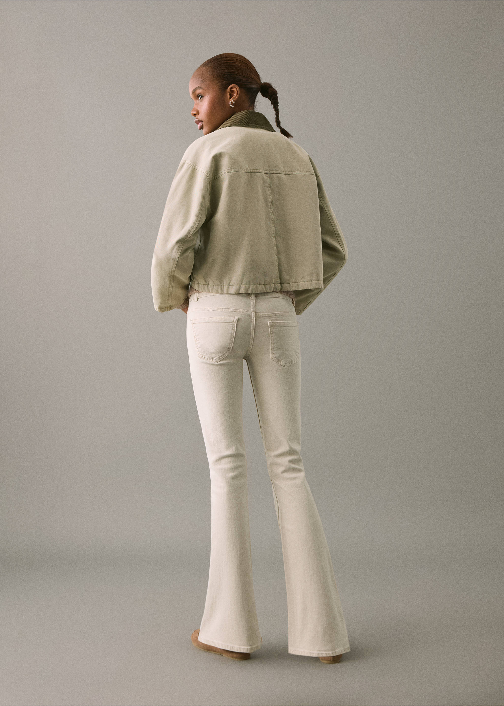 Low-waist flared jeans - Reverse of the article, Beige. Ref: 17001225-00.