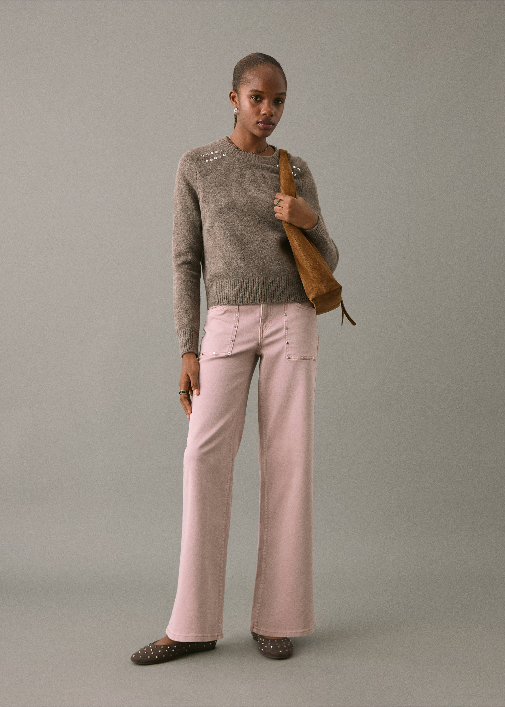 Texans culotte tatxons - Pla mig, Rosa pastel. Ref: 17001228-00.