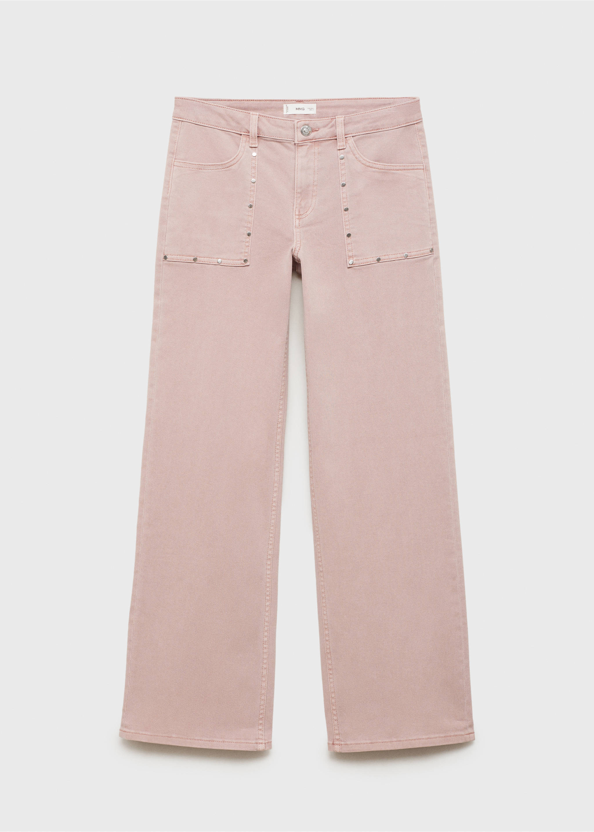 Studded culotte jeans - Article without model, Pastel Pink. Ref: 17001228-00.