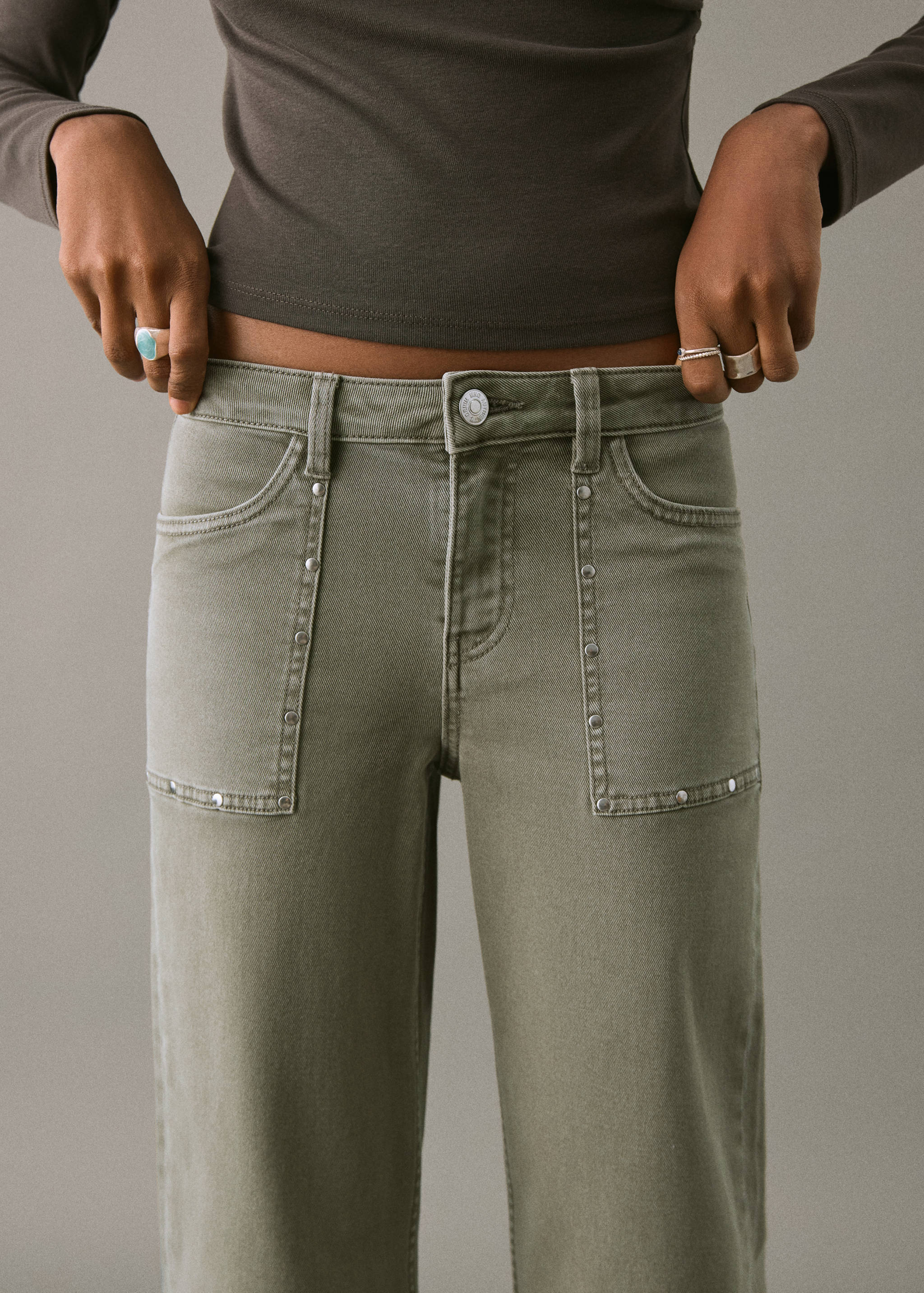 Studded culotte jeans - Details of the article 1