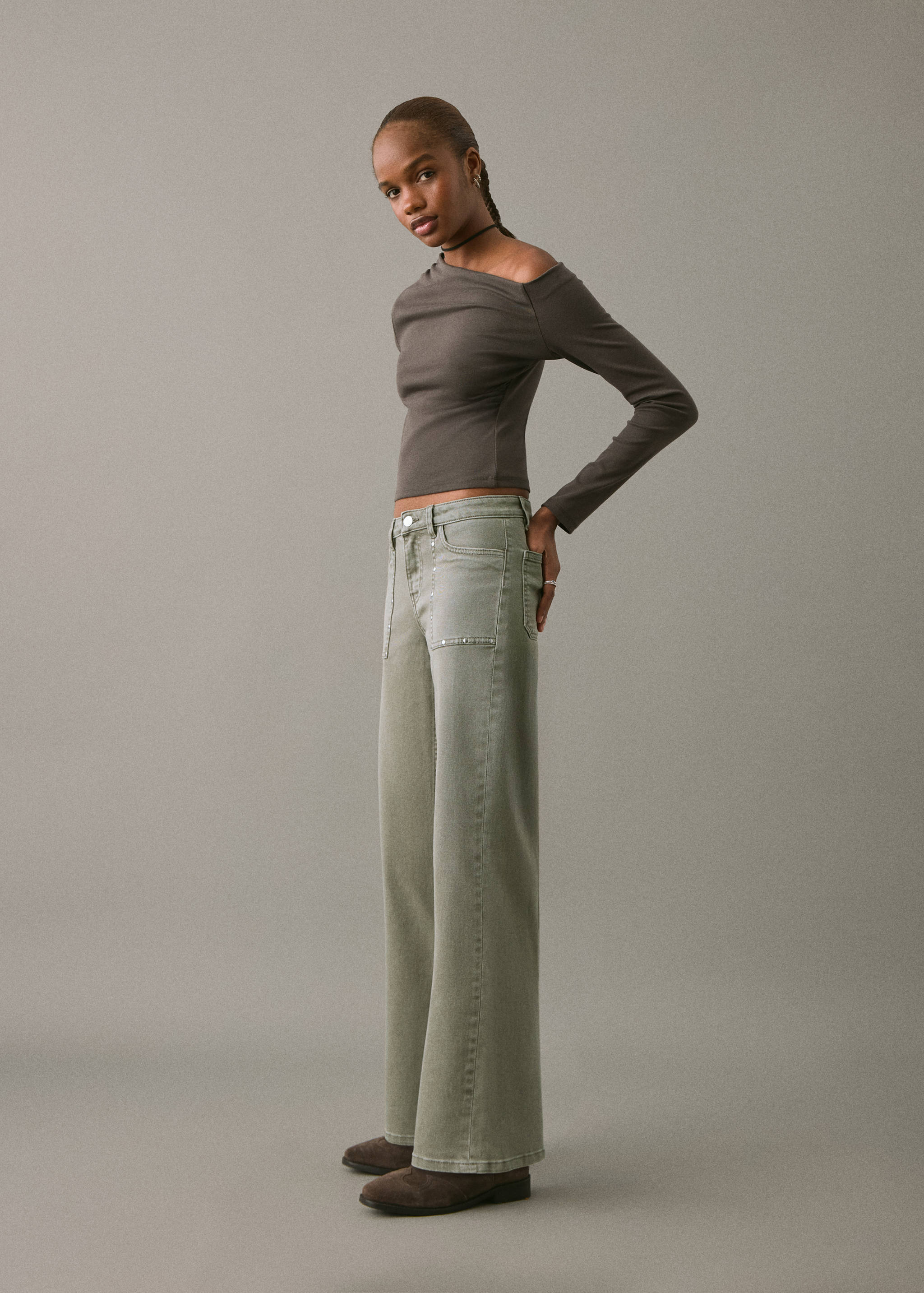 Studded culotte jeans - Details of the article 2