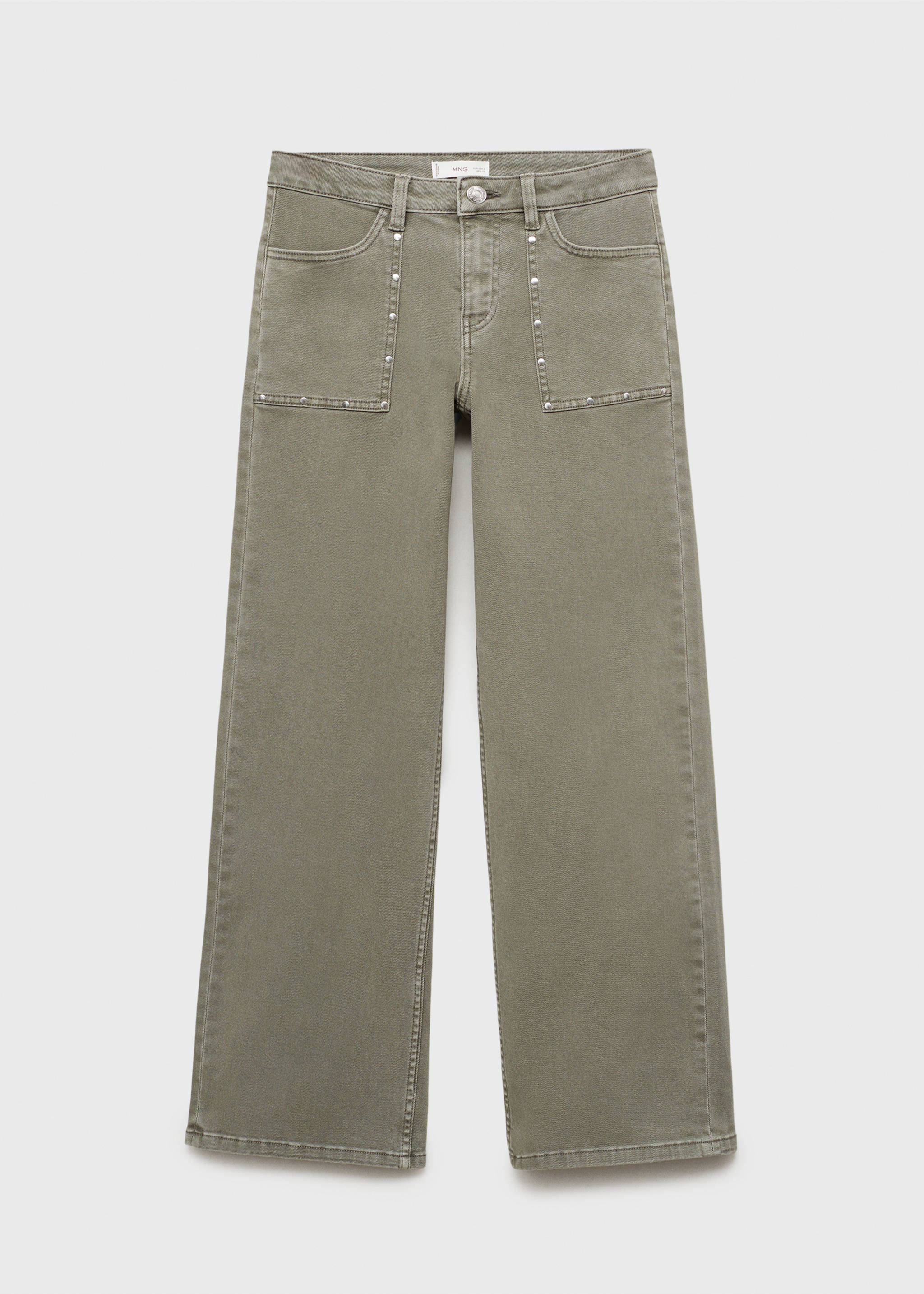 Studded culotte jeans - Article without model, Pastel Green. Ref: 17001229-00.
