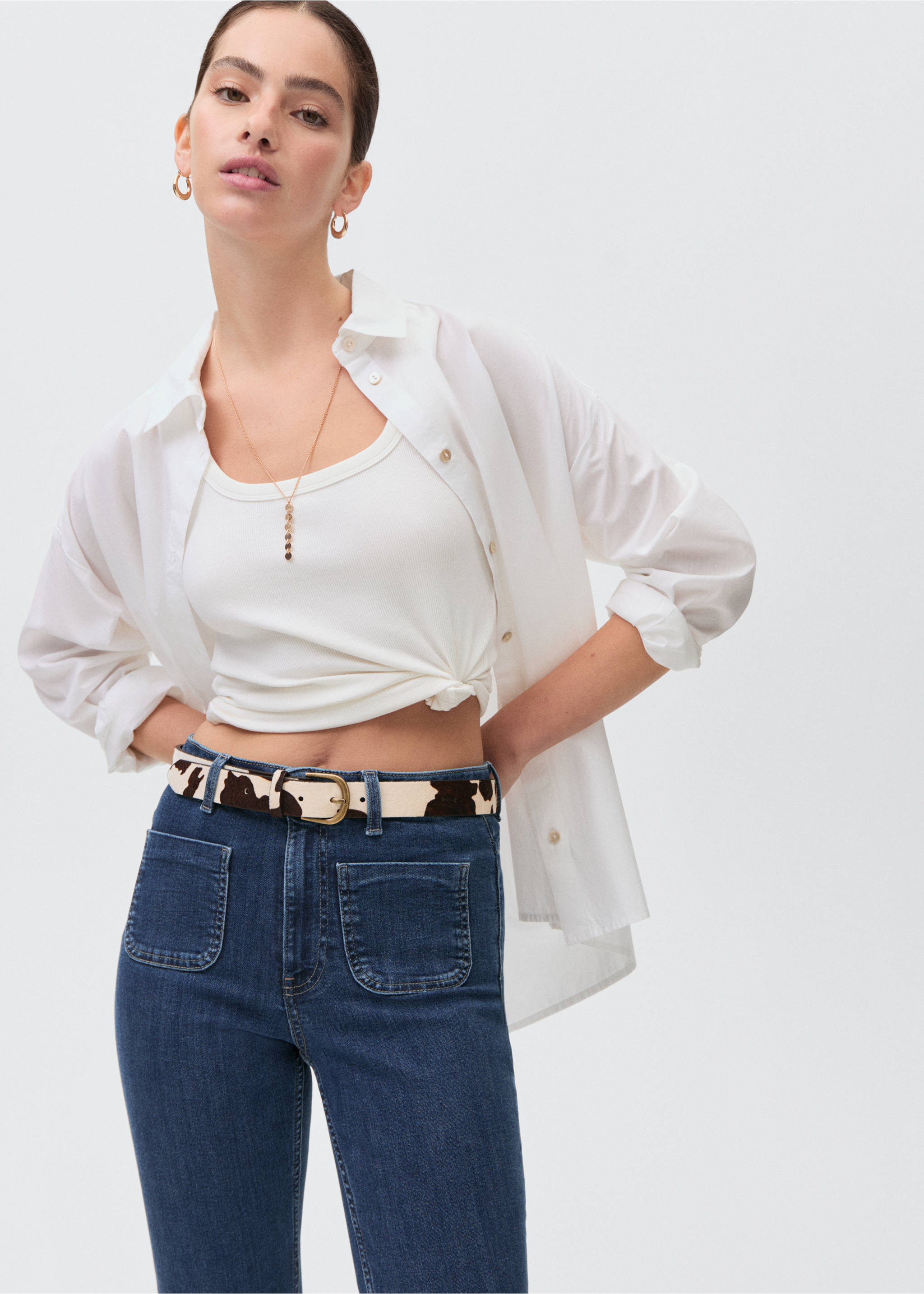 Ausgestellte Flared Jeans - Detail des Artikels 1, Dunkelblau. Ref: 17001233-00.