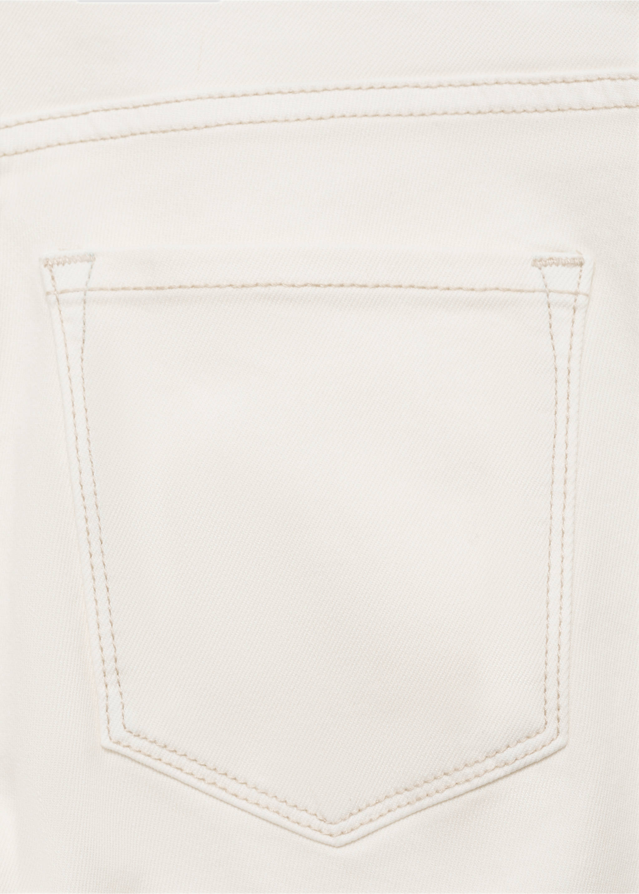 Close-up of light beige denim trousers fabric and back pocket., Off White. Ref: 17001234-00.
